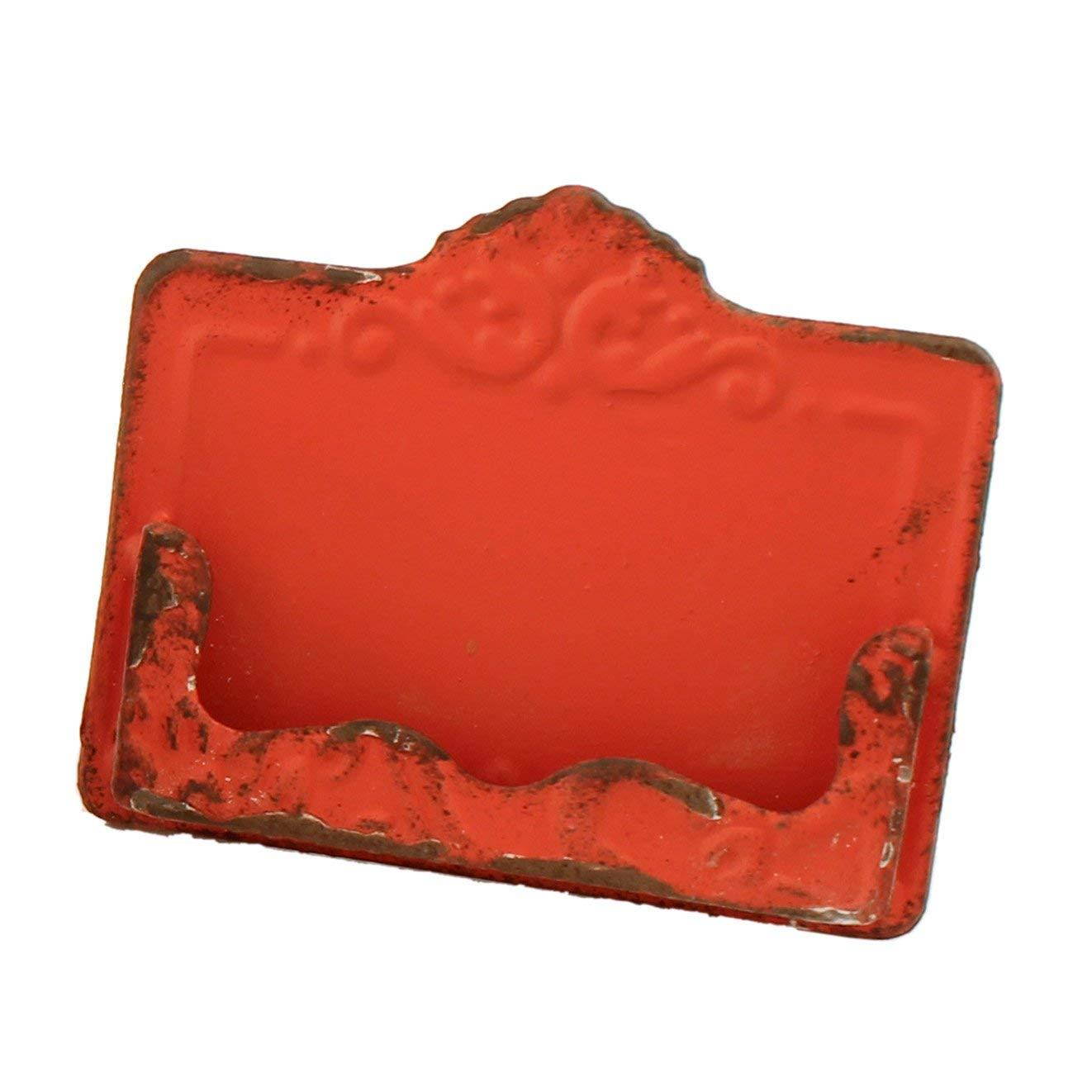 Pressed Metal Vintage Business Card Holder (Red)