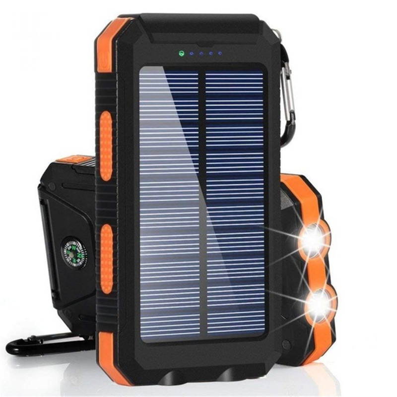 2021 the Lastest 10000mAh Solar Waterproof Power Bank With Dual USB SOS LED FlashLights Battery Pack For All Type Phones