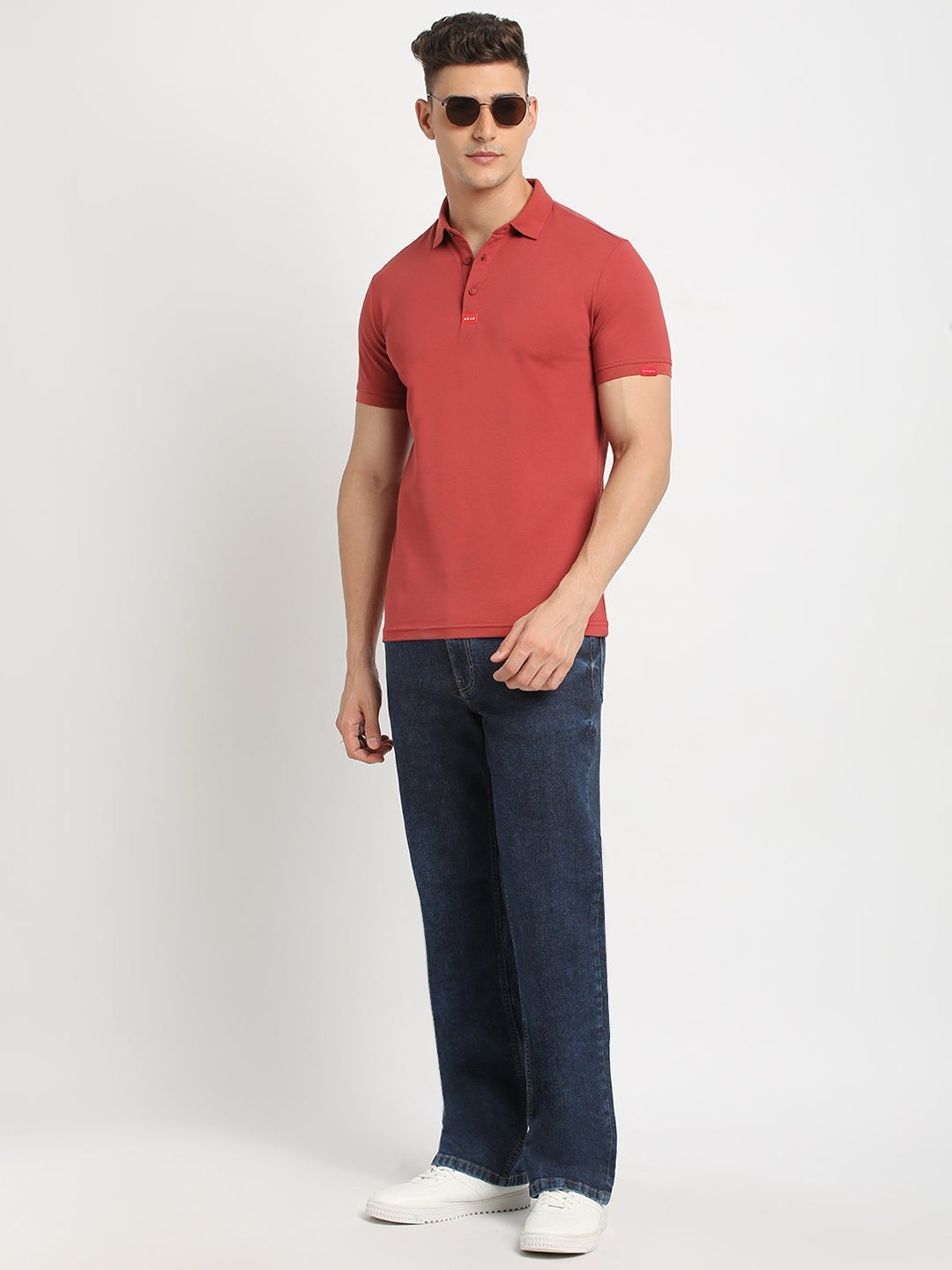 The Bear House Red Slim Fit Polo T-Shirt