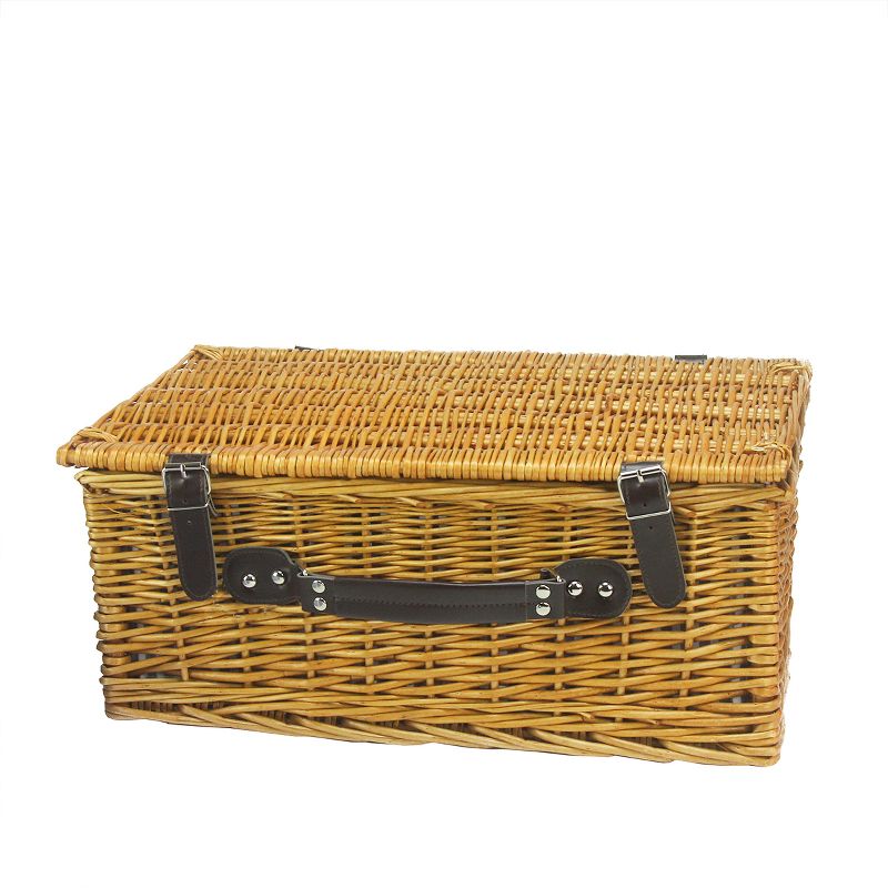 Northlight 17.5" Hand Woven Willow 4-Person Picnic Basket and Accessory Set - Brown