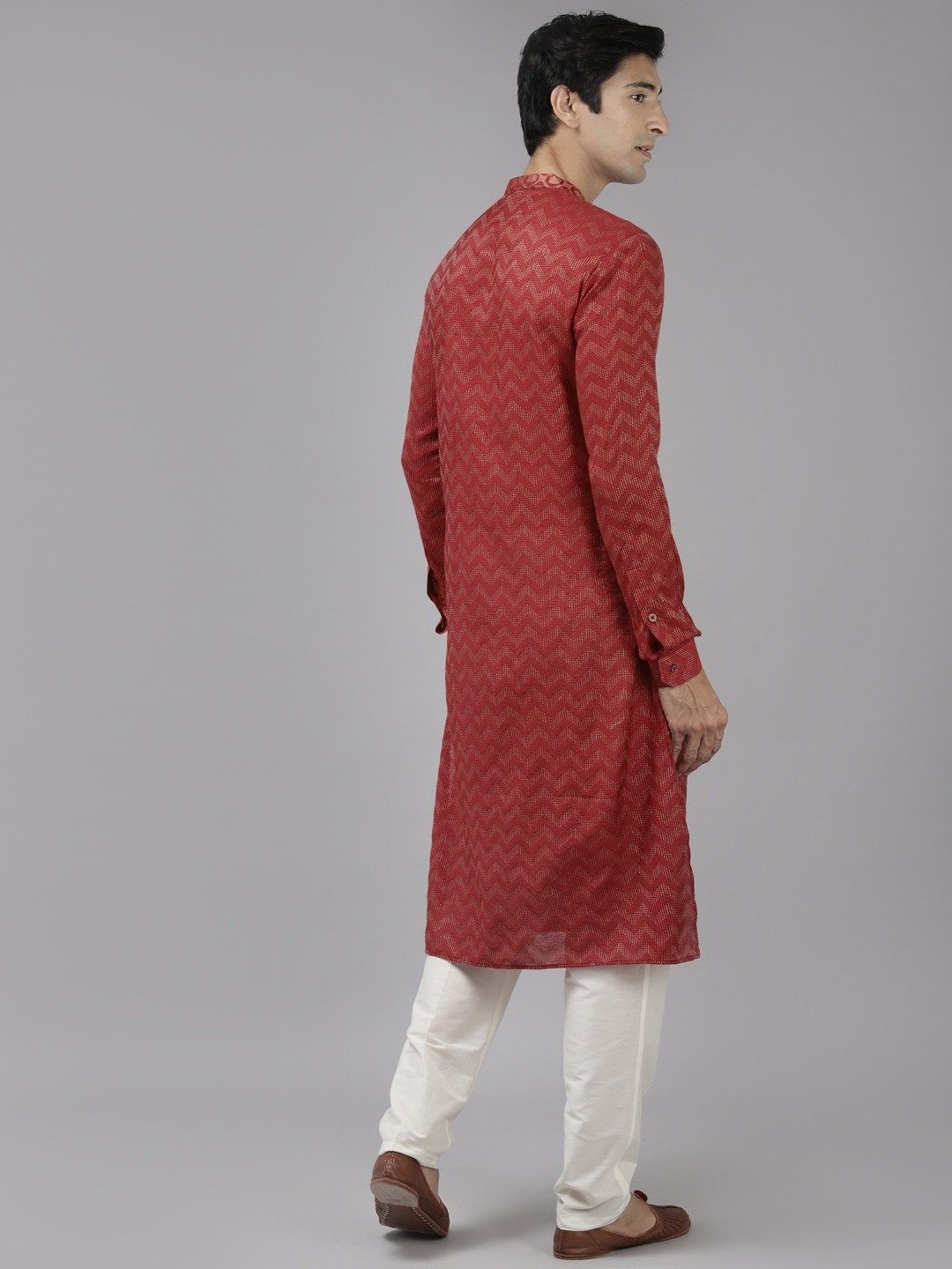 See Designs Maroon & White Regular Fit Self Pattern Kurta Bottom Set