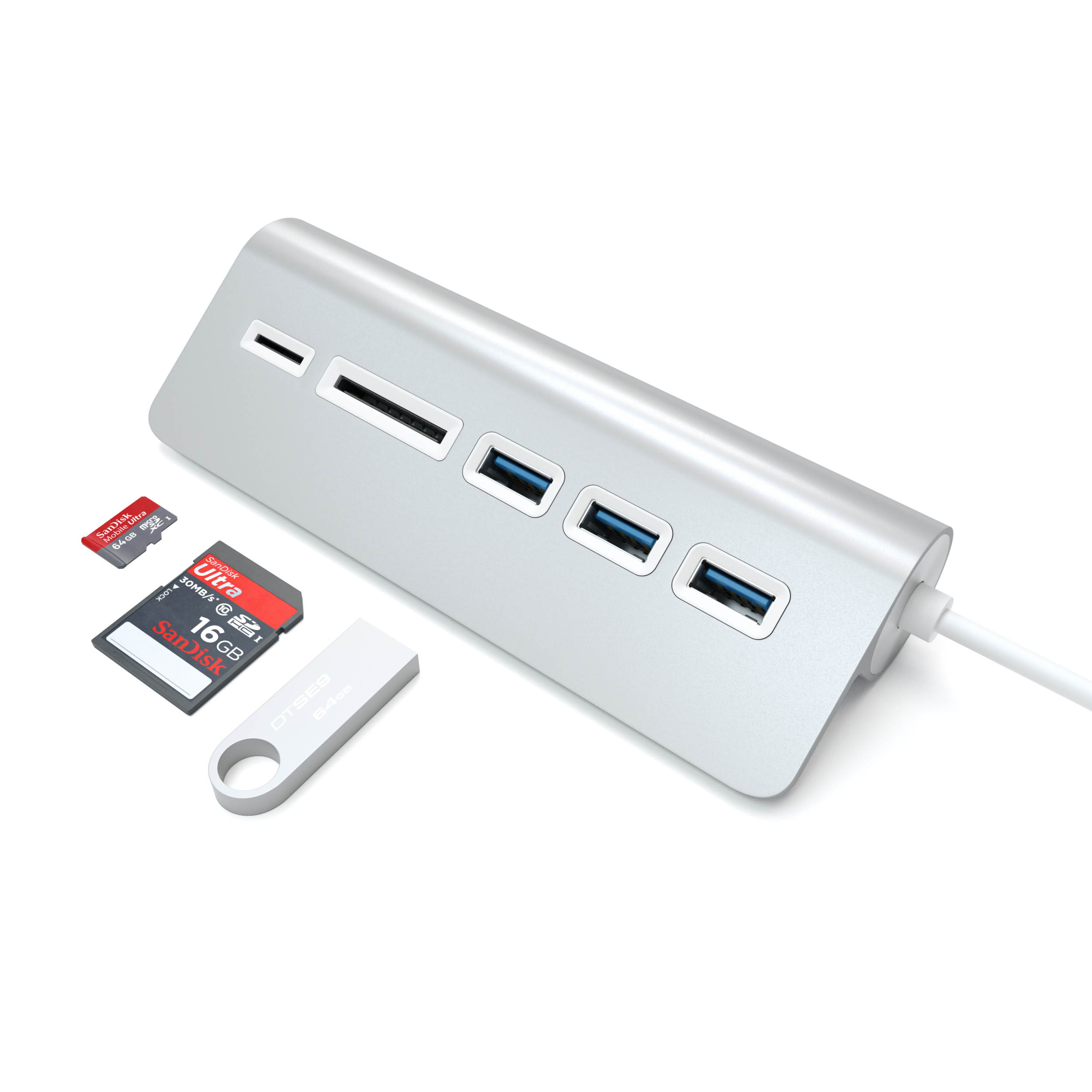 Satechi Aluminum USB 3.0 Hub & Card Reader - Compatible with MacBook Pro, MacBook, iMac, Surface Pro, Dell XPS and More