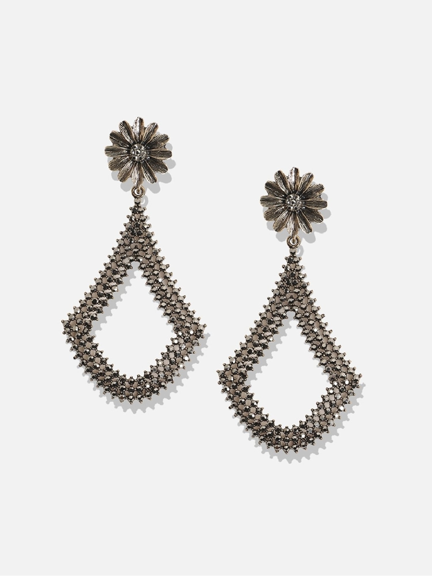 Sohi Women's Daisy Intricate Anchor Drop Earrings  Gold