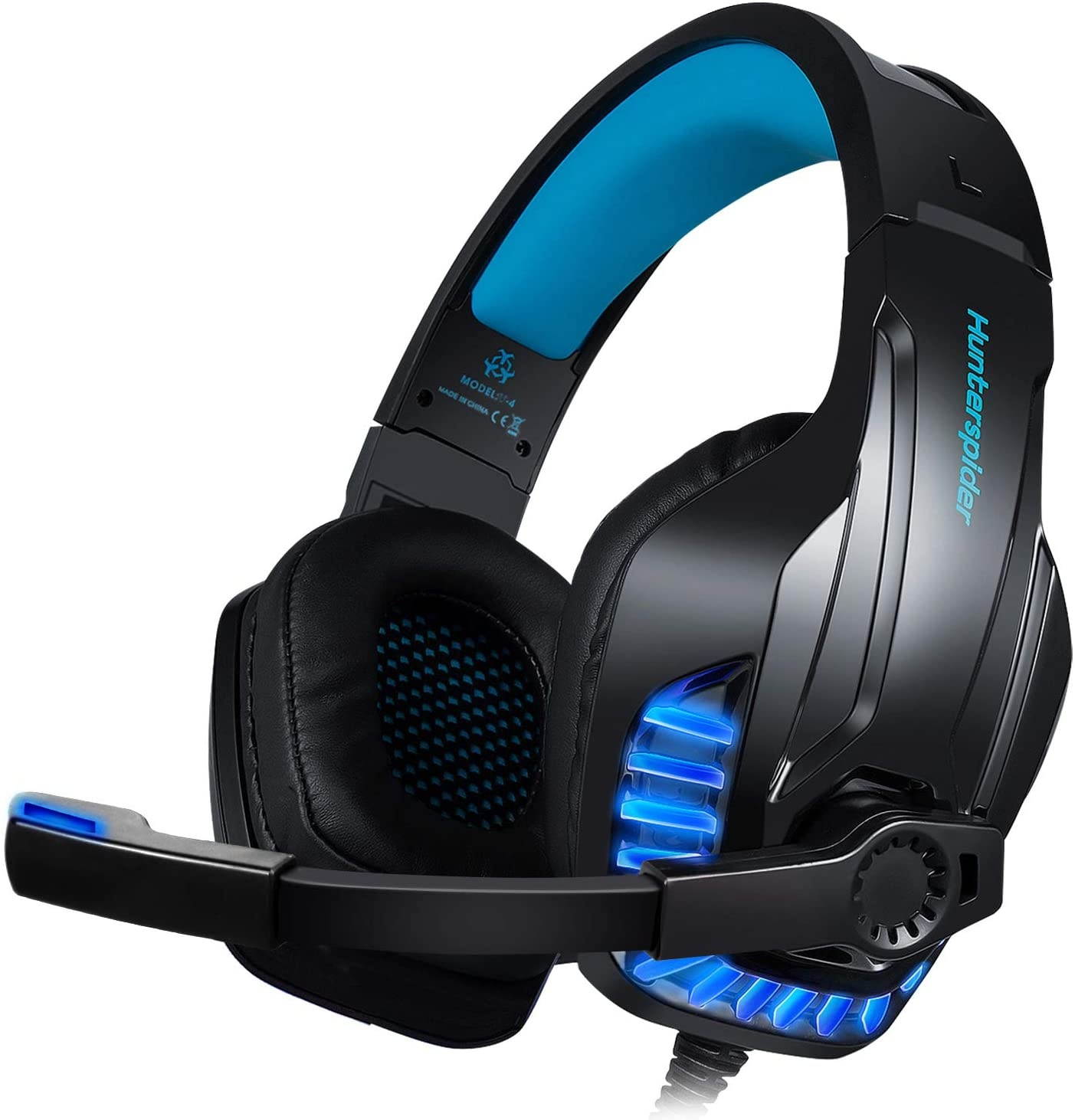 Galopar Gaming Headset Stereo Over-Ear Headset with Surround Bass Sound, Noise Canceling Mic & LED Light PS4 Headset, Over-Ear Headphone for PS4/Xbox One/Nintendo Switch/PC/Laptop/Mobile-Blue