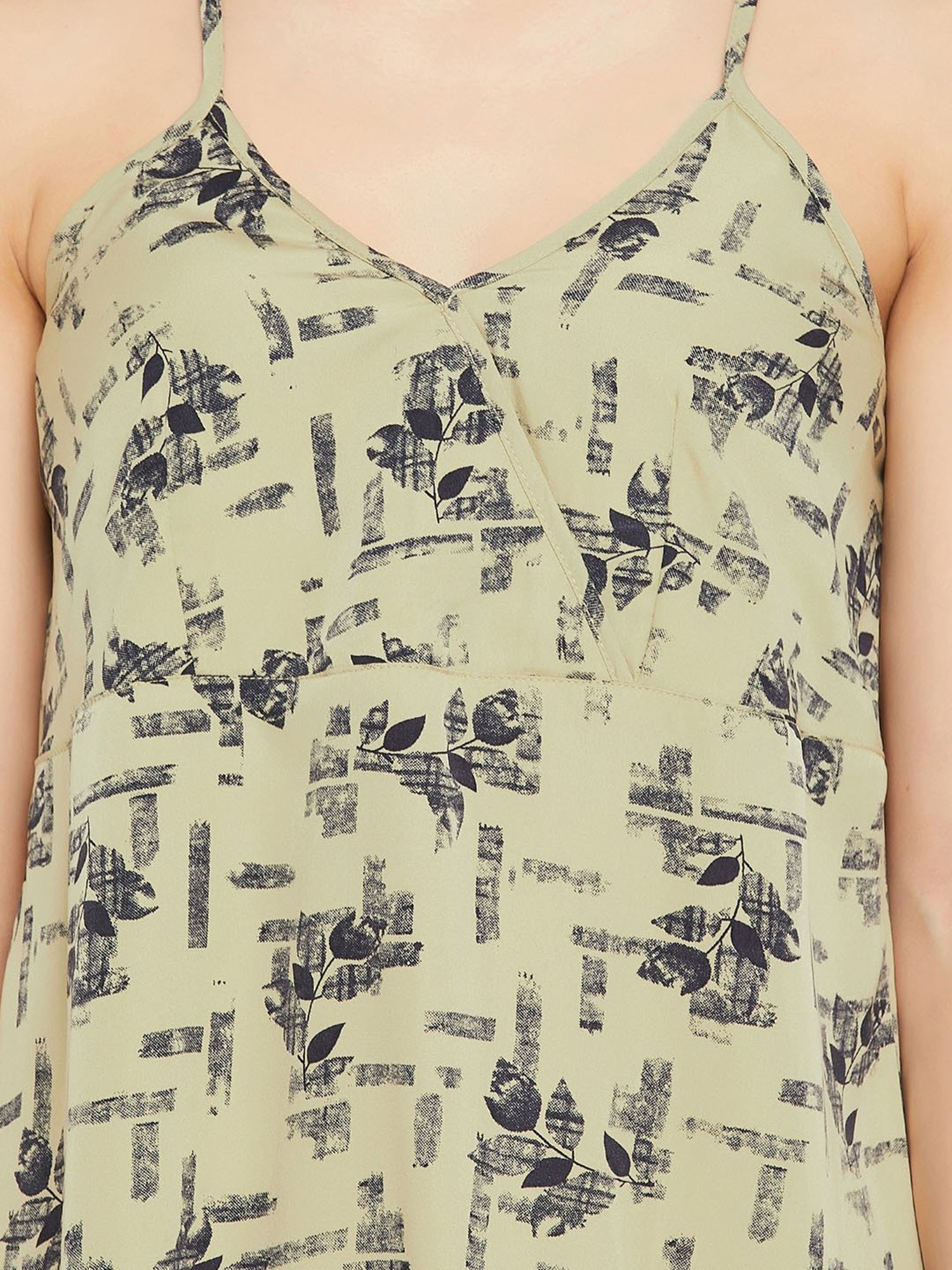 Clovia Green Printed Beachwear Dress