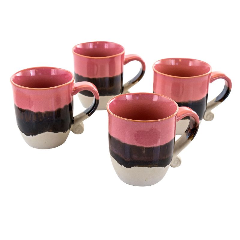 Meritage Twist 4 Piece 17 Ounce Round Stoneware Cup Set in Red