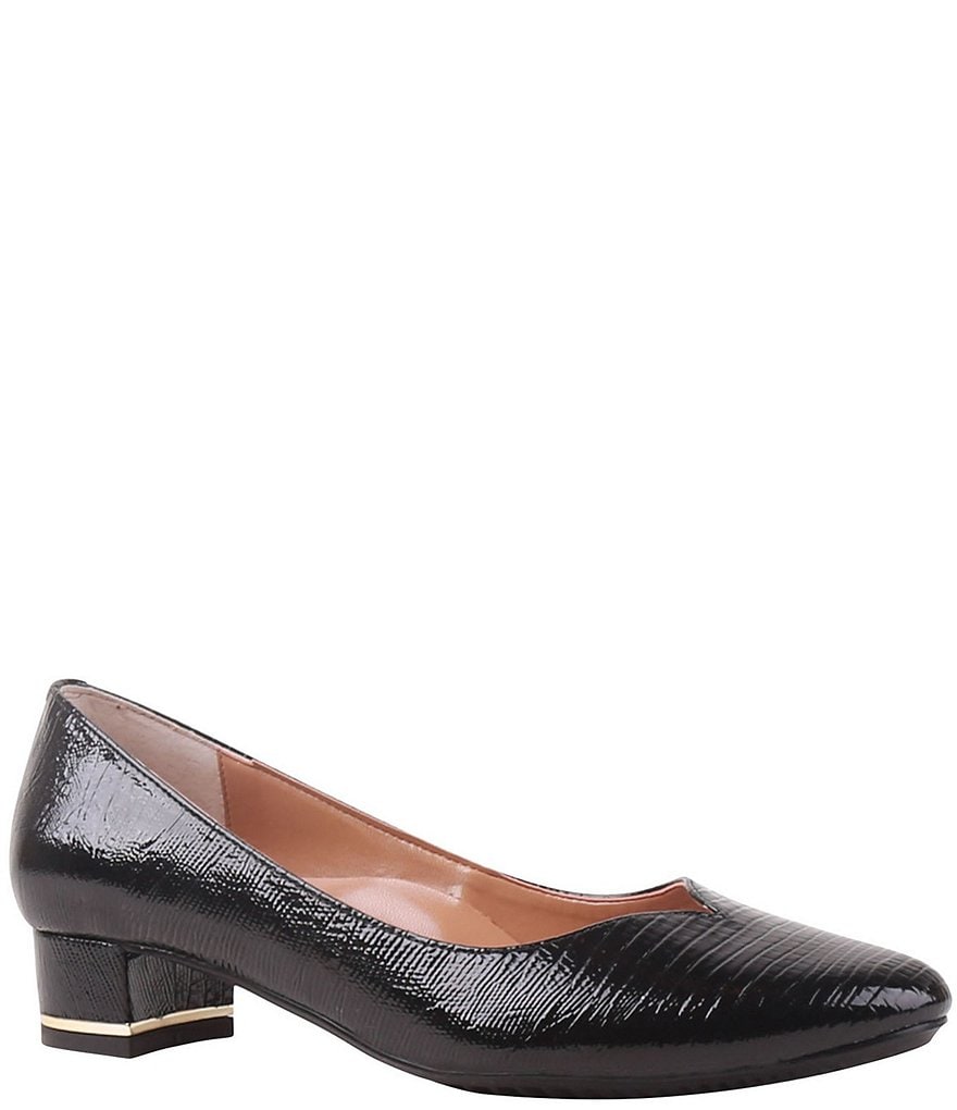 J. Renee Bambalina Lizard Print Patent Leather Block Heel Pumps