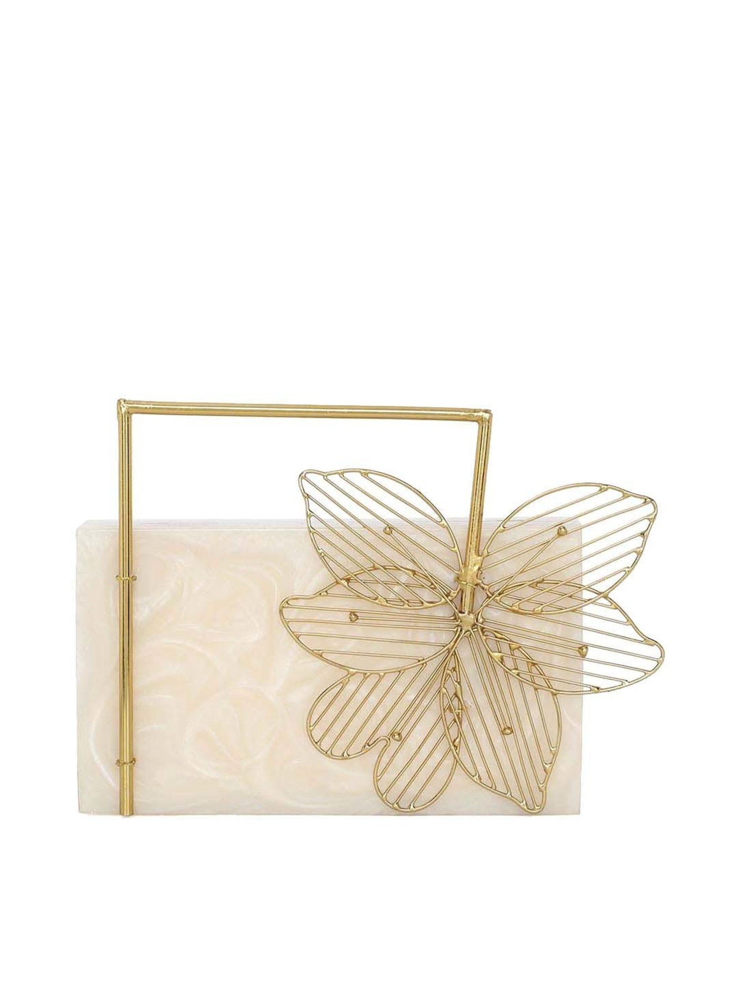 NR by Nidhi Rathi Beige Textured Clutch