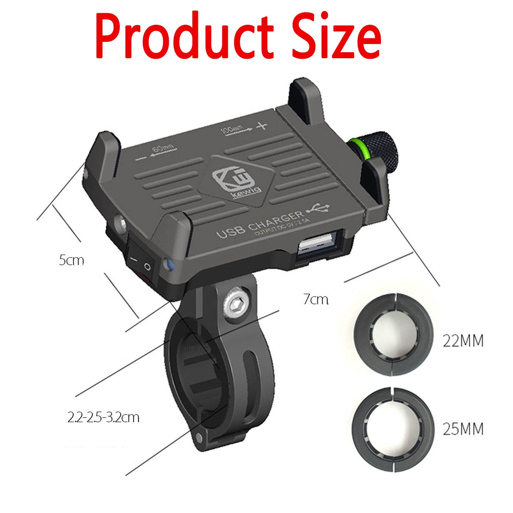 Universal Full Aluminum Motorcycle Motorbike Phone Holder Mount USB Fast Charge