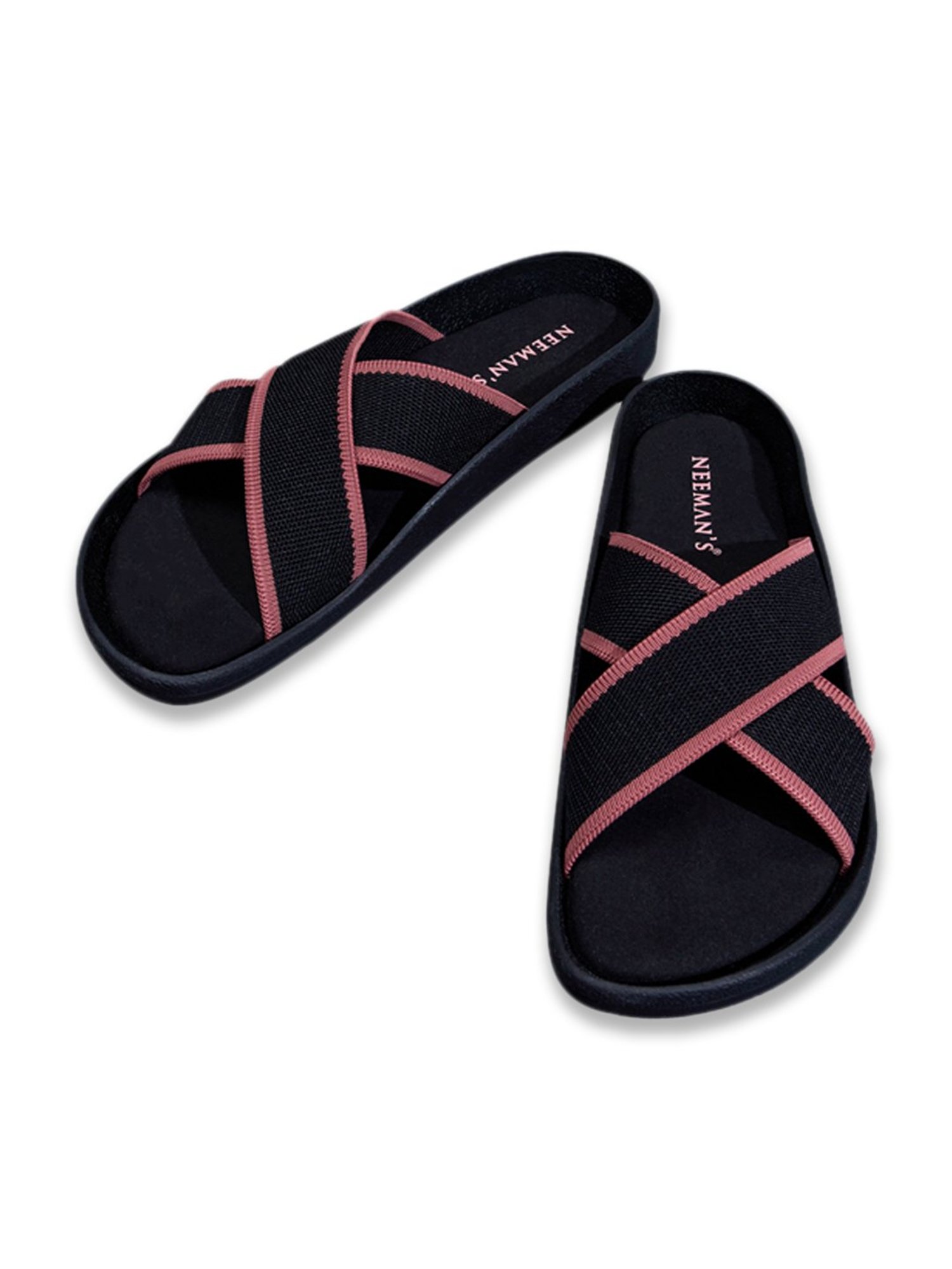 Neemans Women's Black Cross Strap Sandals