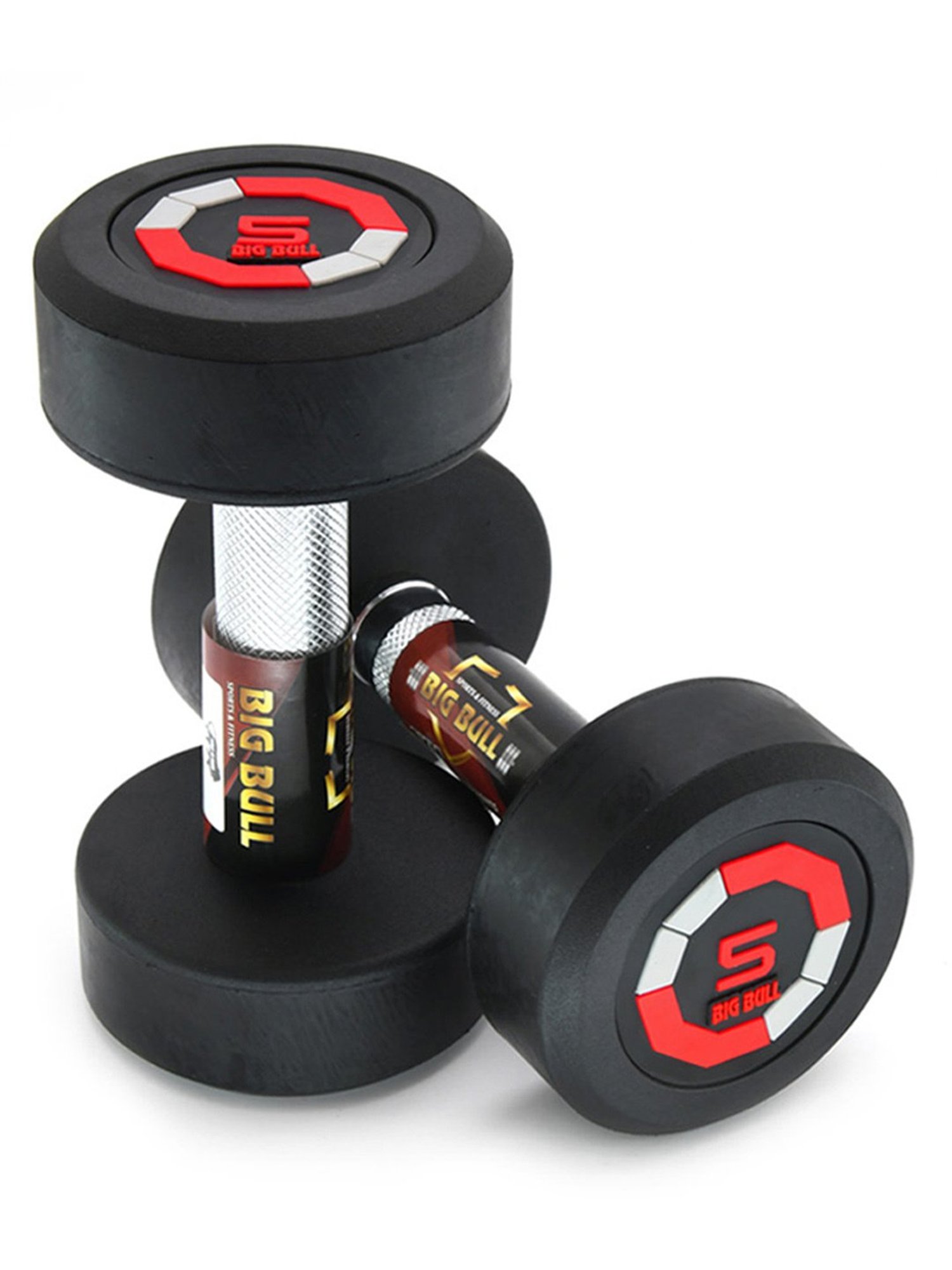 BIGBULL Rubber Coated Solid Hex Dumbbell (Pack Of Two) (2.5 Kg x 2pc (Total = 5 kg))
