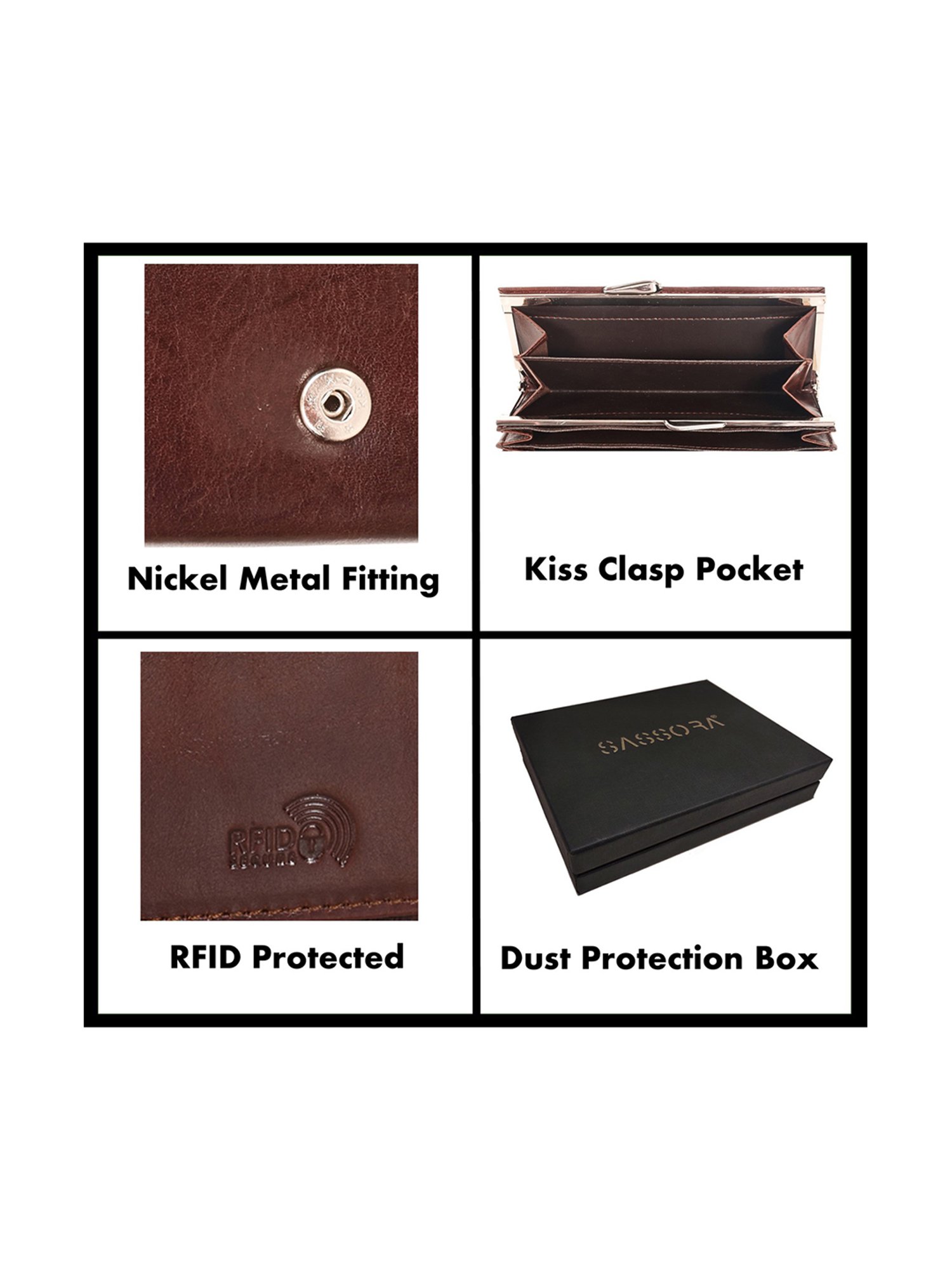SASSORA Brown Solid Rfid Wallet for Women