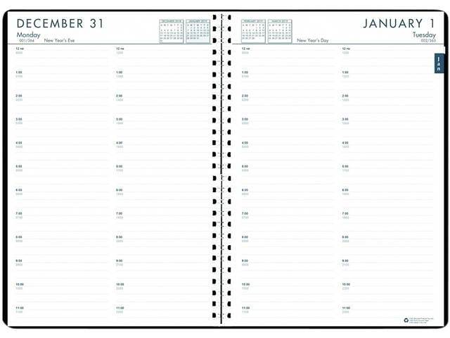 House of Doolittle 2896-32 Daily And Monthly 24-7 Planner Calendar Black 7" x 10"