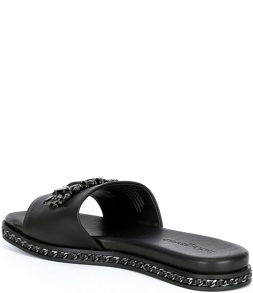 KARL LAGERFELD PARIS Bijou Leather Bling Slides