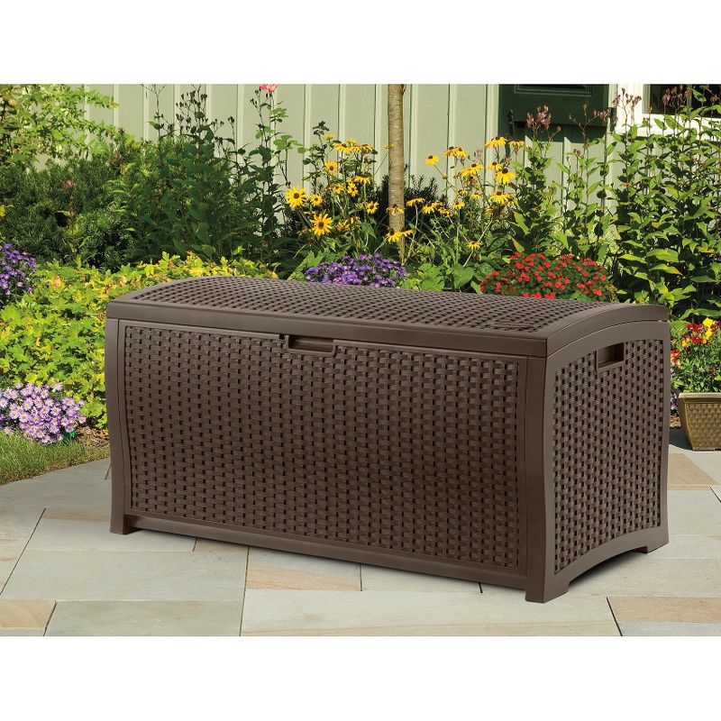 Resin Wicker Deck Box 73 Gallon - Brown - Suncast