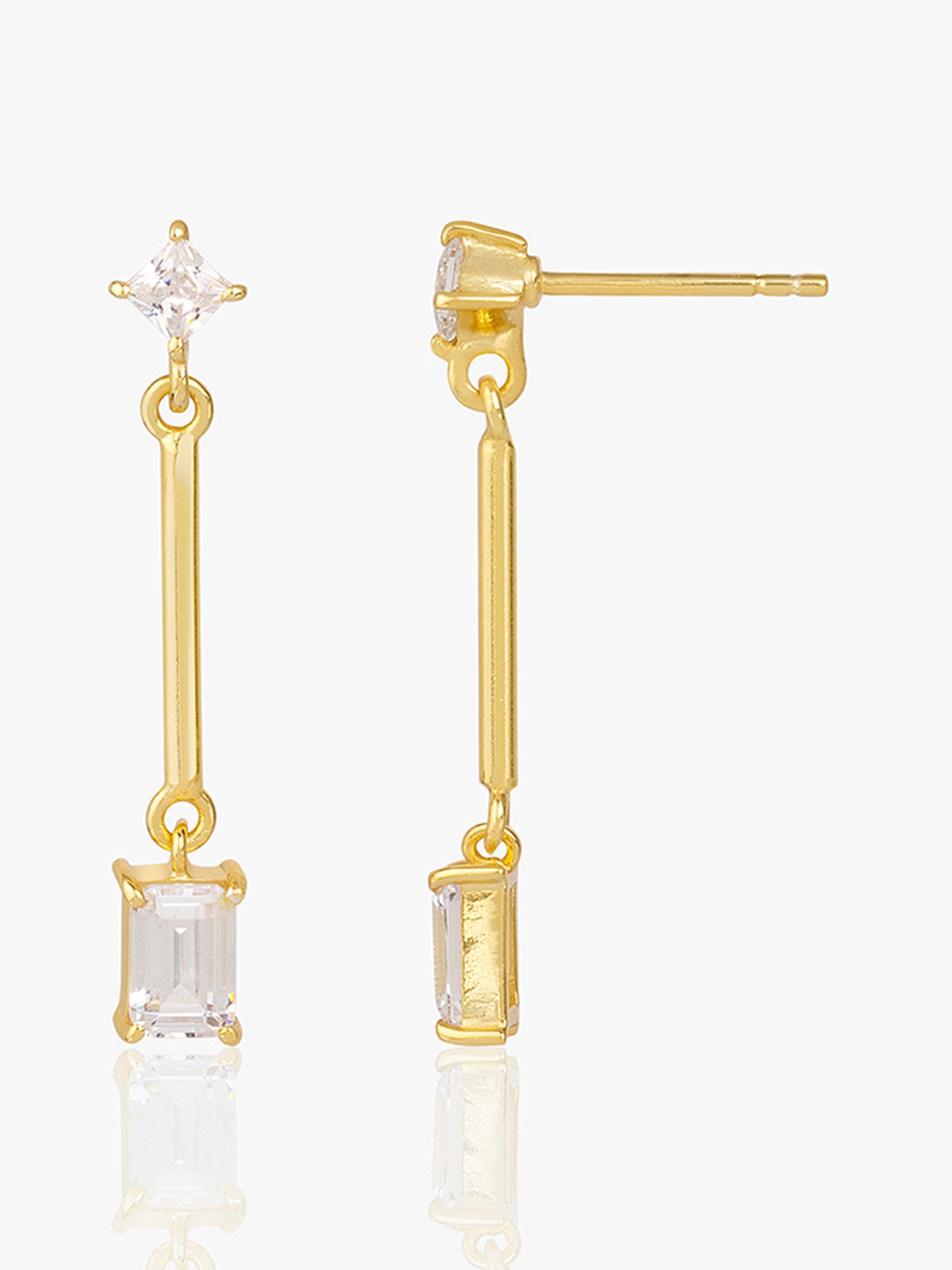 March by FableStreet 92.5 Sterling Silver Geometric Drop Earrings in 18k Gold-Plating