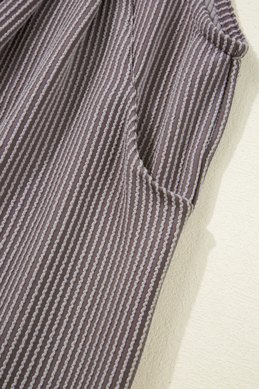 Gray Textured Wide Leg Overall with Pockets