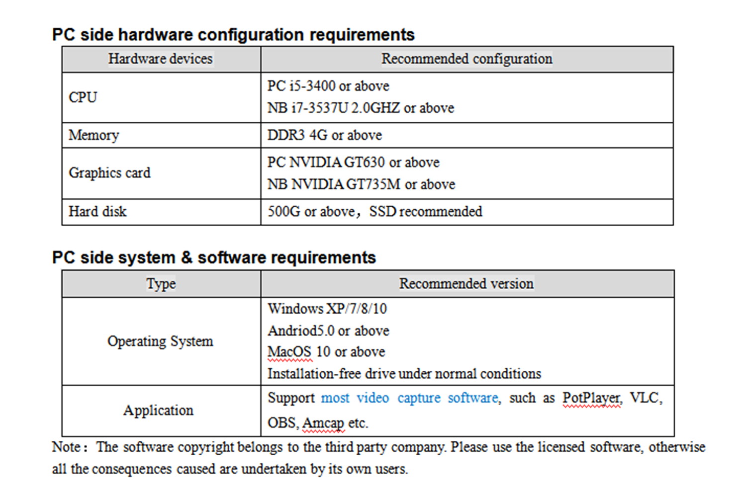 HD-Video Capture HDMI In USB out 3840x2160@30Hz or 4096x2160@24Hz Max Support 3840x2160@60Hz YUV420