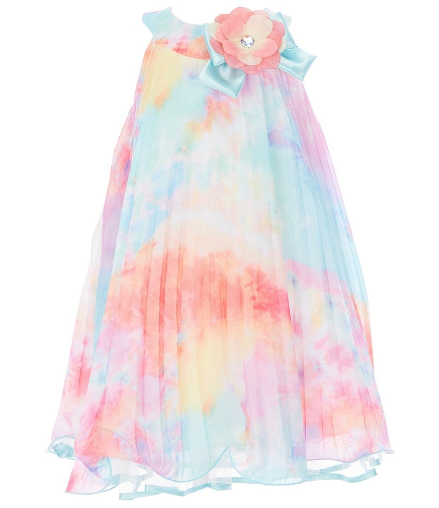 Bonnie Jean Little Girls 4-6X Pleated Tie-Dye Chiffon Trapeze Dress