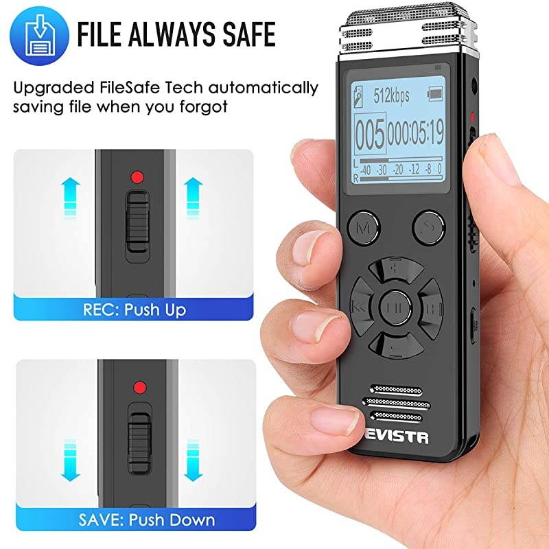 V508 Digital Voice Recorder for Lectures Meetings - Portable Recording Devices with Playback, Line-in, Password, USB Rechargeable&hellip;