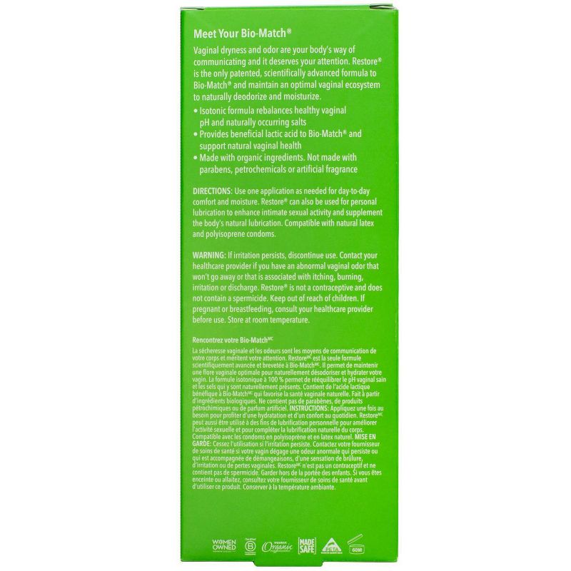 Good Clean Love Restore pH Balancing & Moisturizing Vaginal Gel Made with Organic Ingredients - 2 fl oz