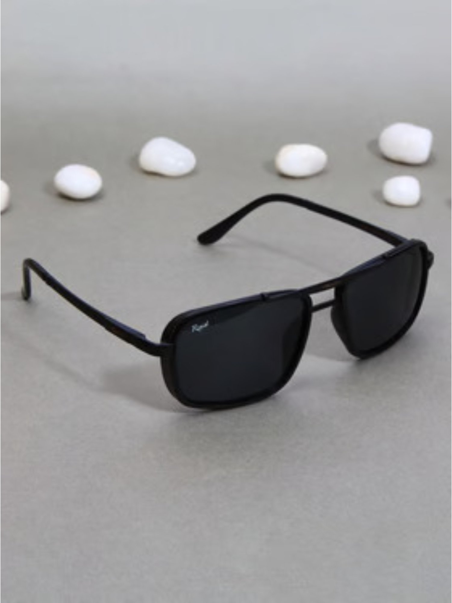 Resist Eyewear Black Rectangular Unisex Sunglasses