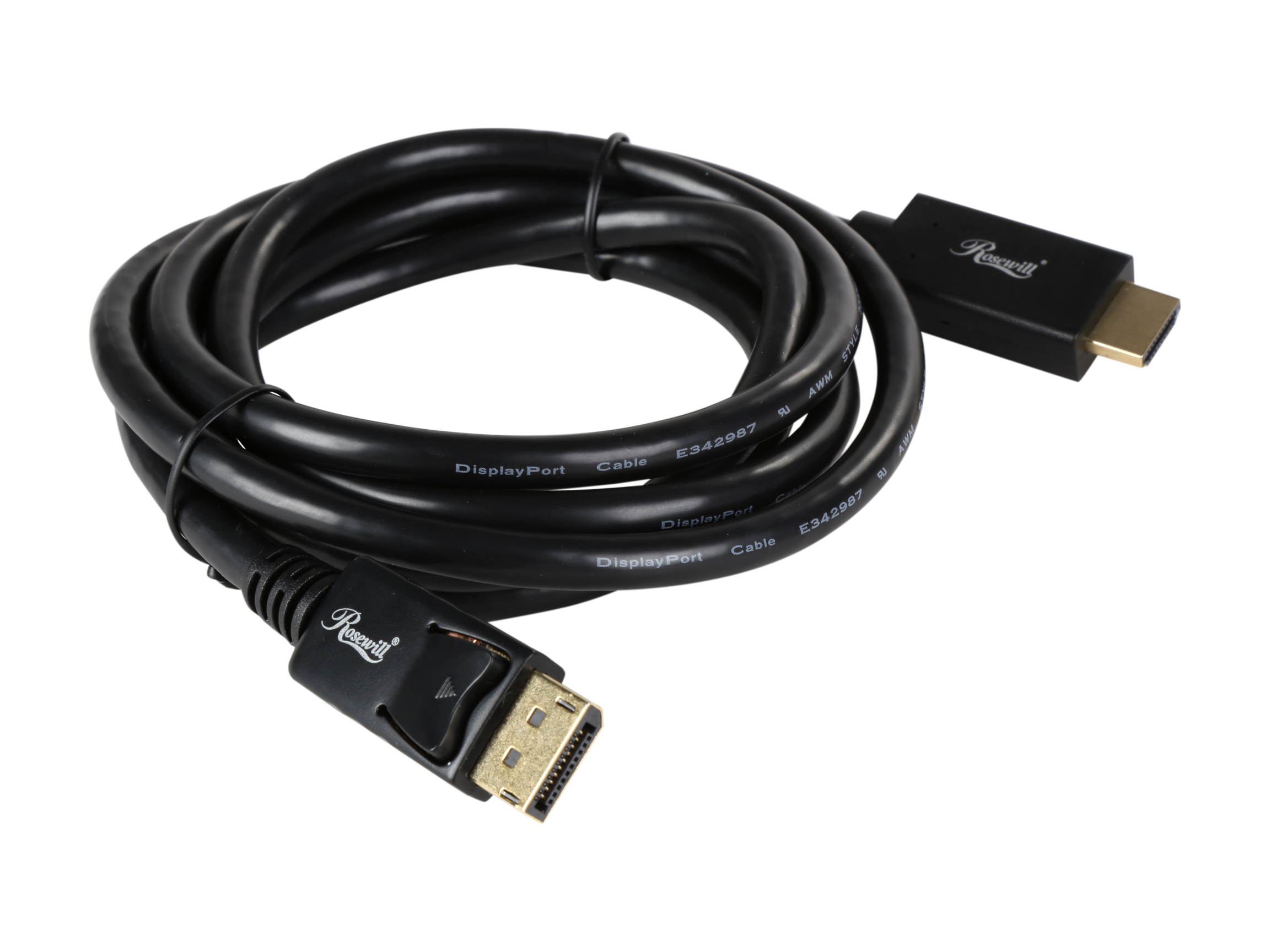 Rosewill RCDC-17005 6 ft. DisplayPort 1.2 to HDMI Active Converter Cable, Black, Gold Plated, 4K x 2K Ready, Eyefinity Support