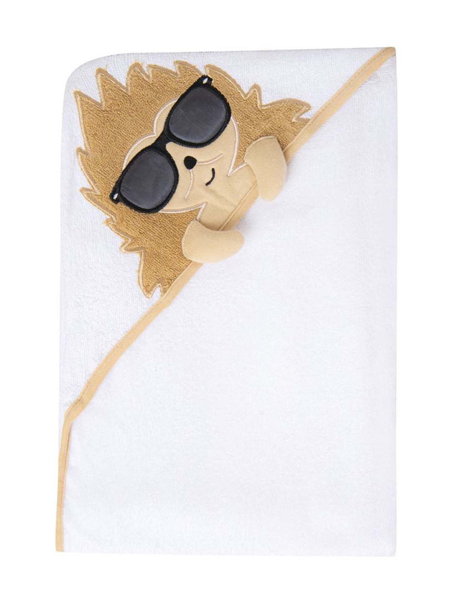 Baby Moo Kids Beige Cotton Applique Hooded Towel