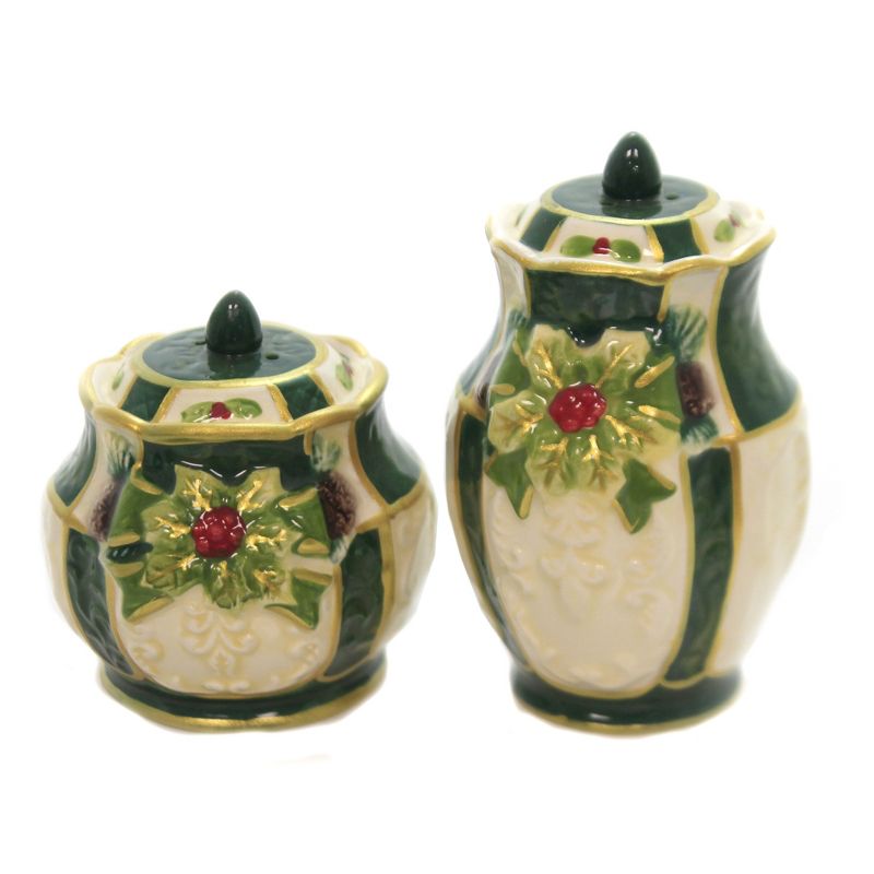 Tabletop 3.5" Emerald Holly Salt & Pepper Set Christmas Cosmos Gifts Corp.  -  Salt And Pepper Shaker Sets