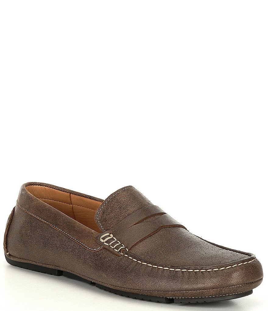 Flag LTD. Men's Morgan Distressed Vintage Leather Penny Loafer Moccasins