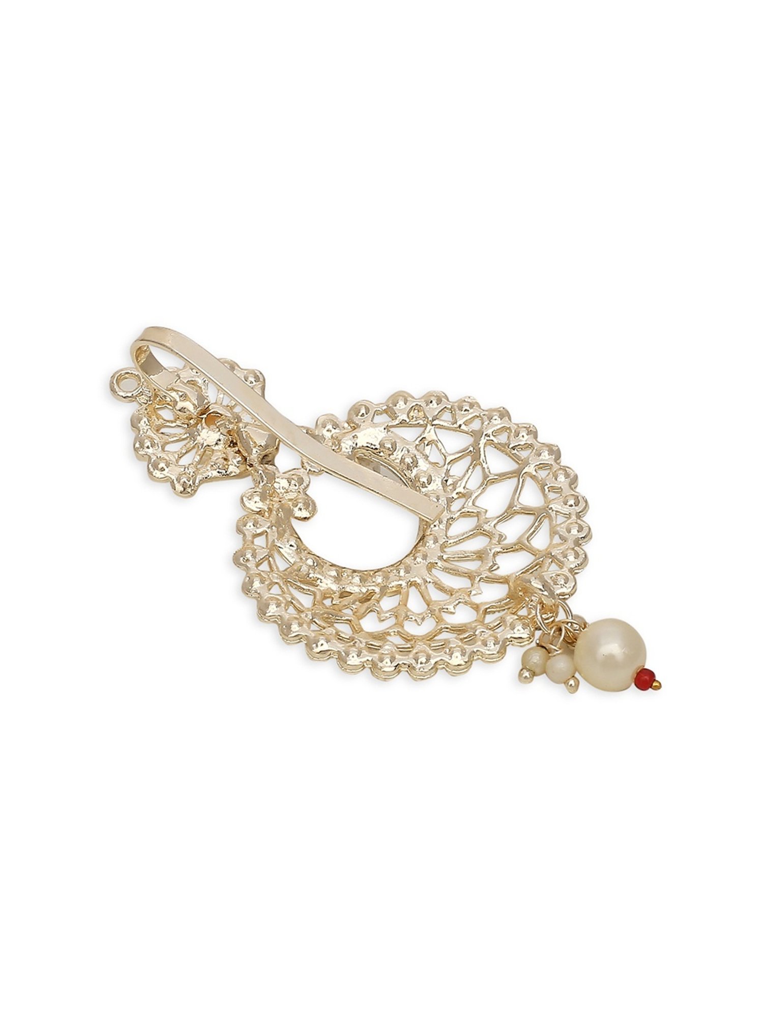 OOMPH Gold Tone Pearls Ethnic Chandbali Style Hair Bun Pin Juda Pin