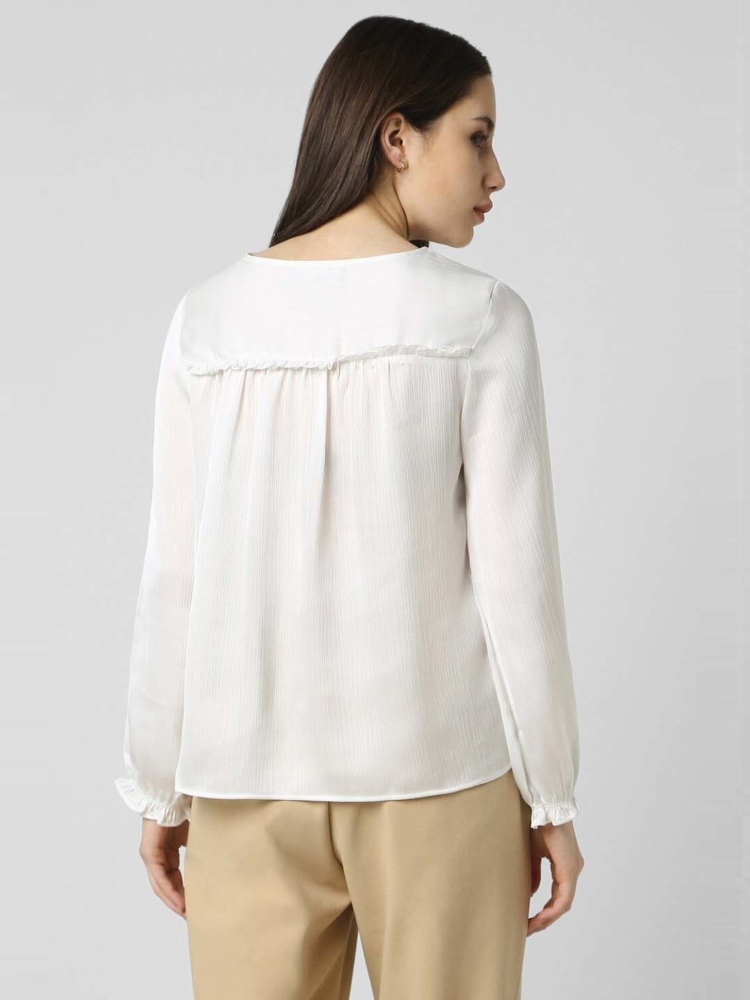Van Heusen White Textured Pattern Top