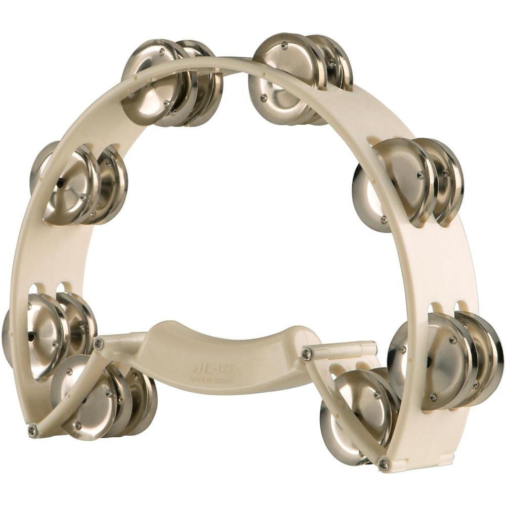 Sound Percussion Labs Baja Percussion Shape Shifter Tambourine with Double Row Steel Jingles White