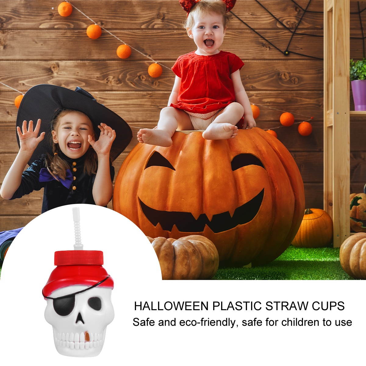 1 Pc Halloween Plastic Straw Cup Creative Skull Design Water Cup