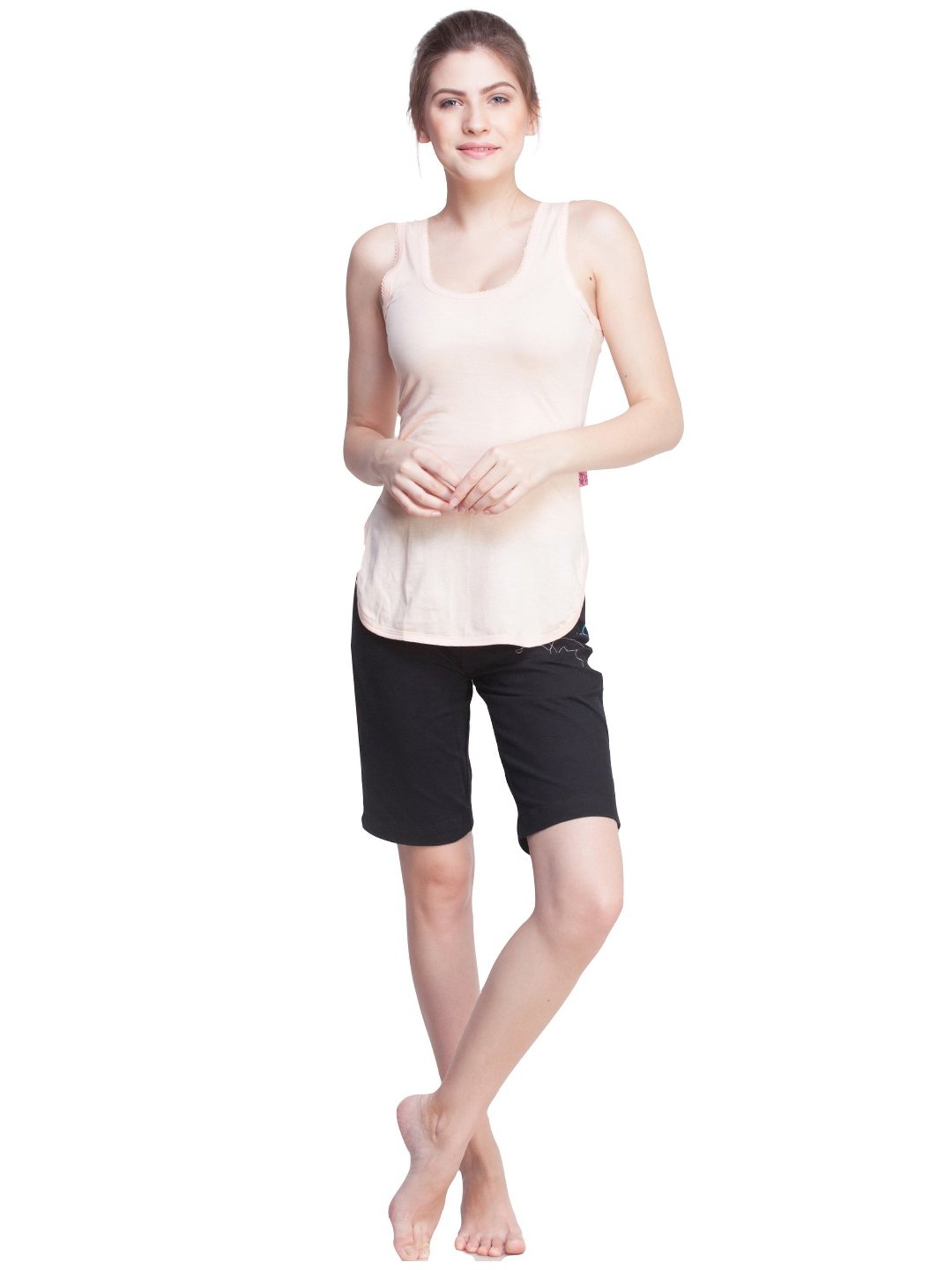 Dollar Missy Black & Beige Camisole Pack of - 2