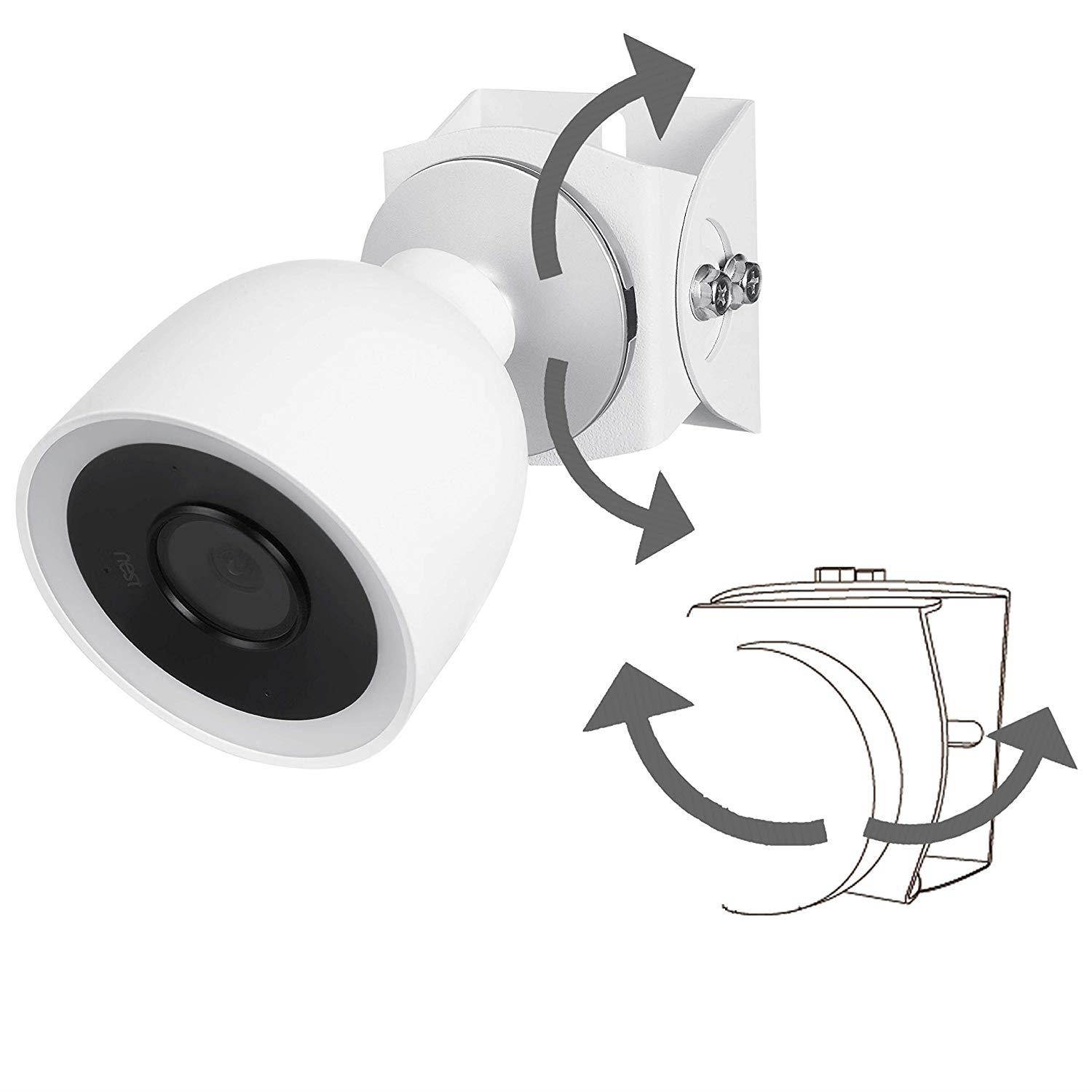 Wasserstein Adjustable Metal Mount Compatible with Nest Cam IQ Outdoor - Extra Flexibility for Your Nest Cam (White)