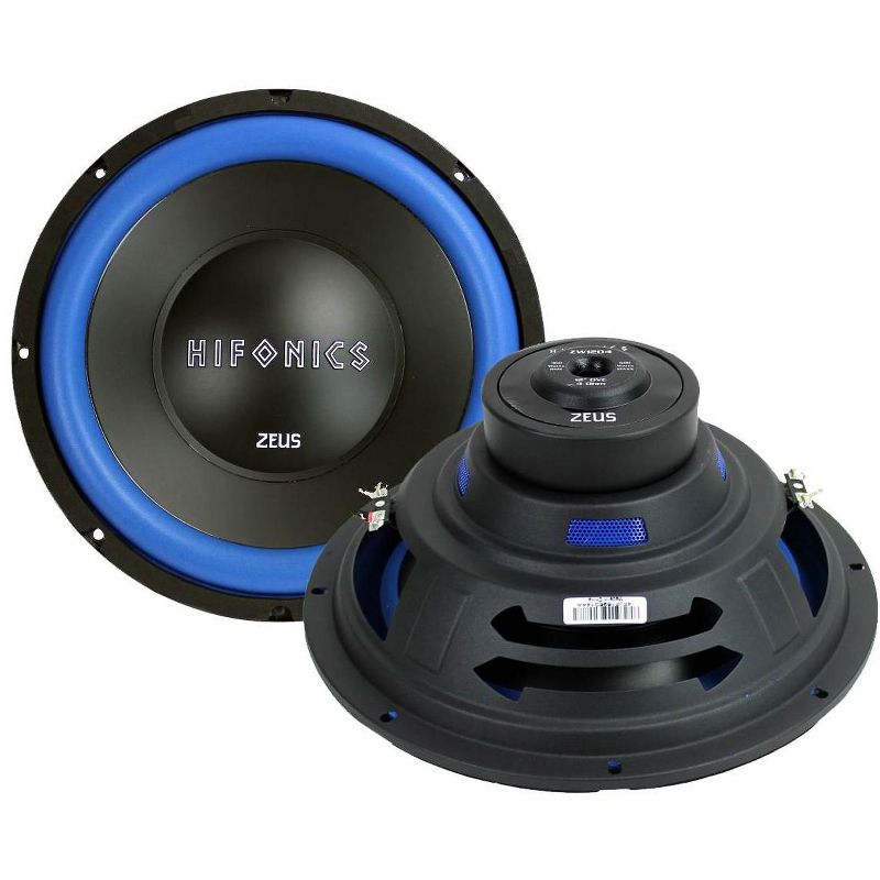 2) Hifonics ZW12D4 Zeus 12" 1200W Car Subwoofers + Mono Amplifier+Amp Kit+Box
