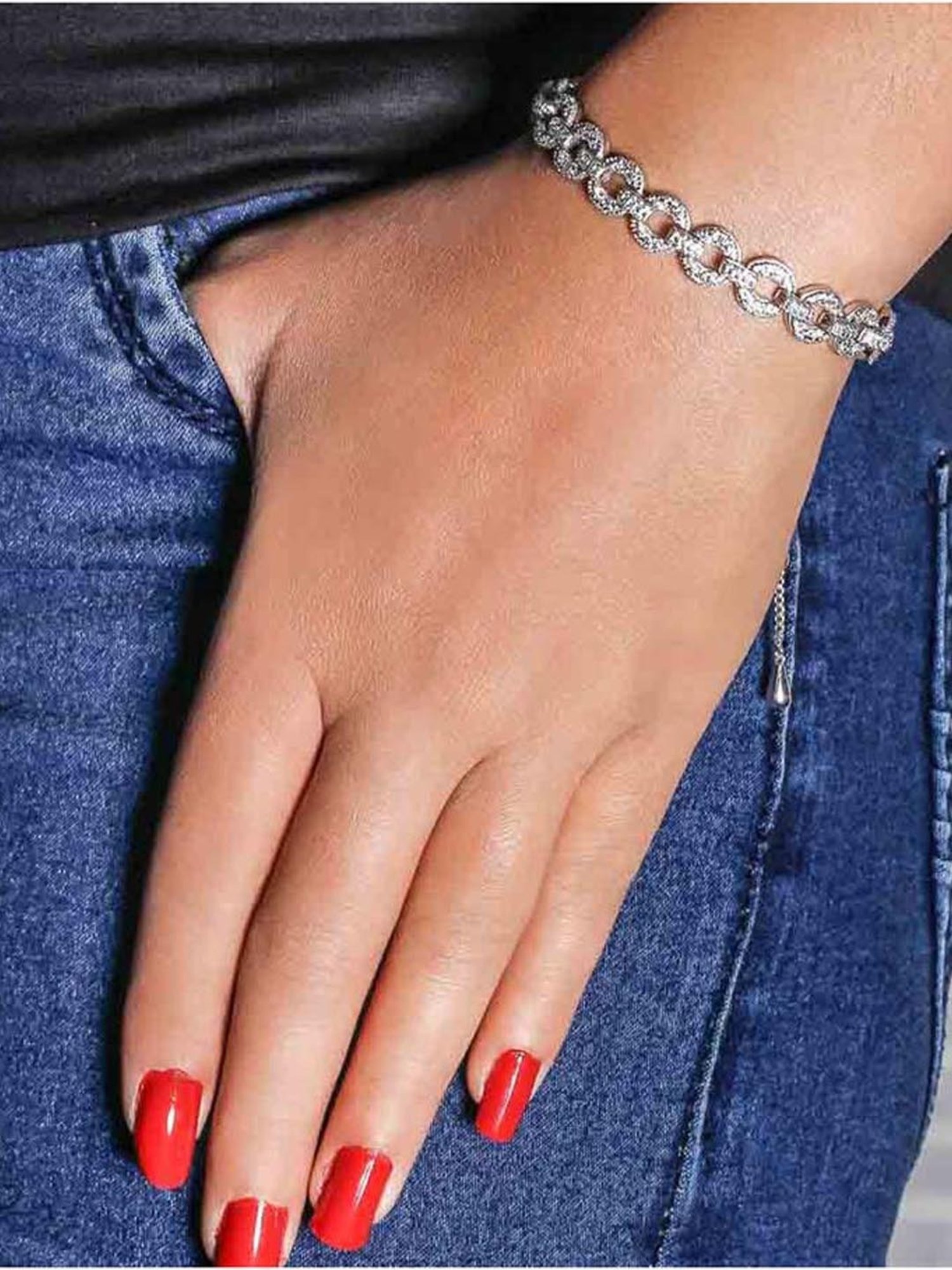 Anayra 92.5 Sterling Silver Sparkling Bracelet for Women