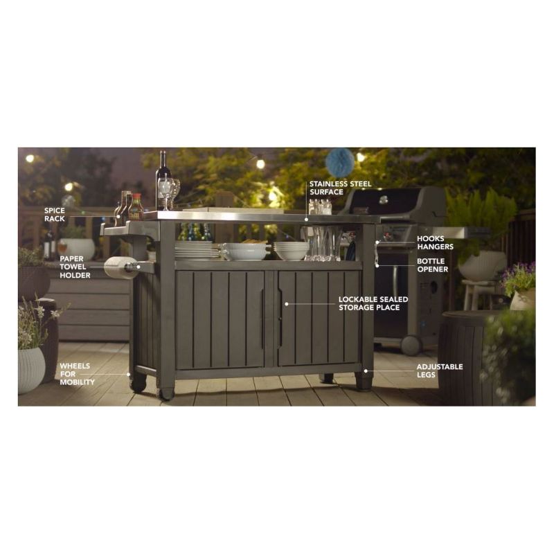 XL Unity Outdoor Patio Prep Station With Storage Brown - Keter