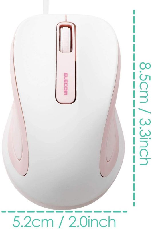 ELECOM Retractable USB Cable 1600 DPI Blue LED Mouse 3 Buttons for Windows / MacOS Pink (M-MK1UBSPN)