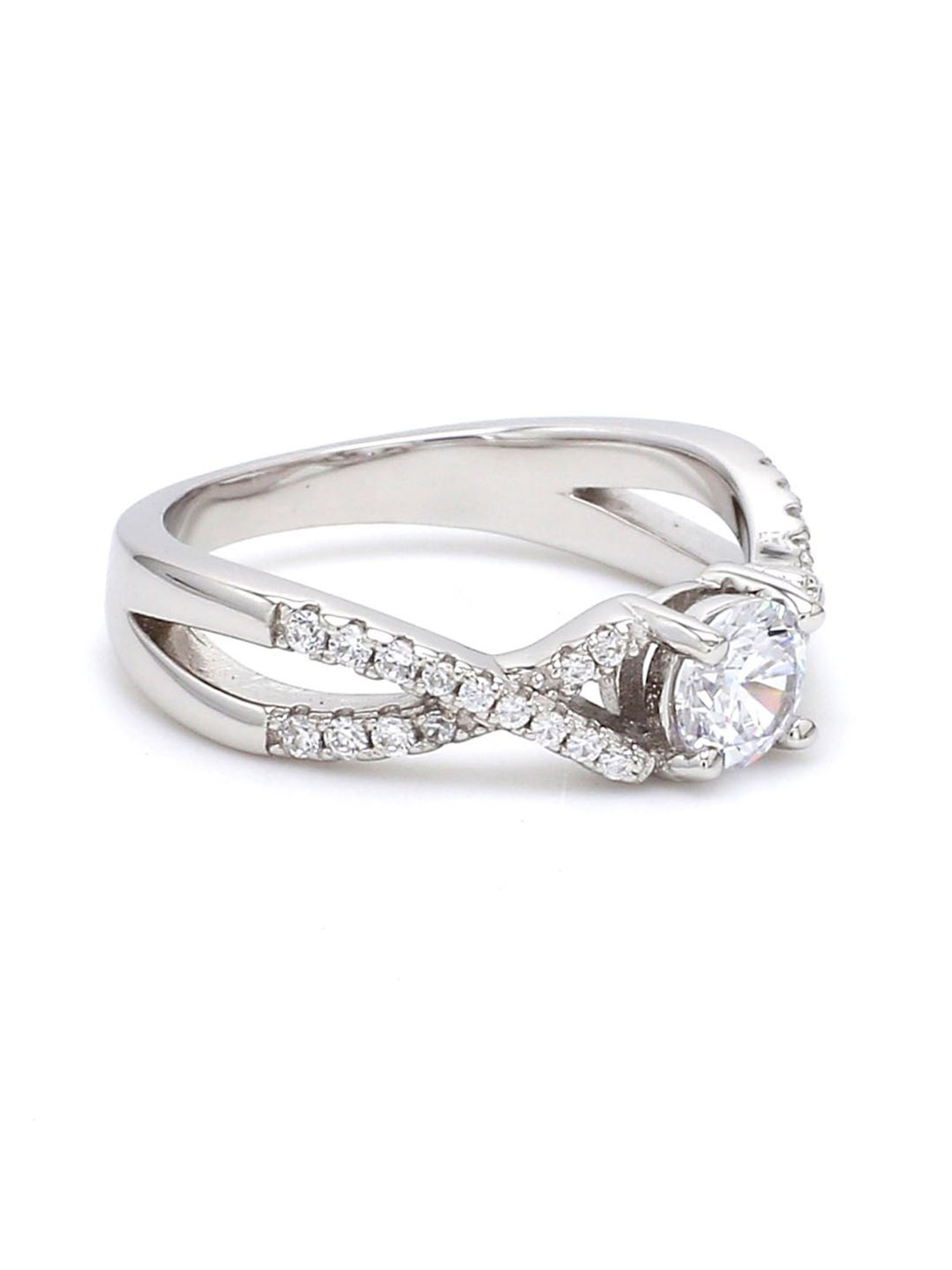 925 Silver 1 Carat AAA Grade American Diamond Solitaire Promise Ring for Women & Girls