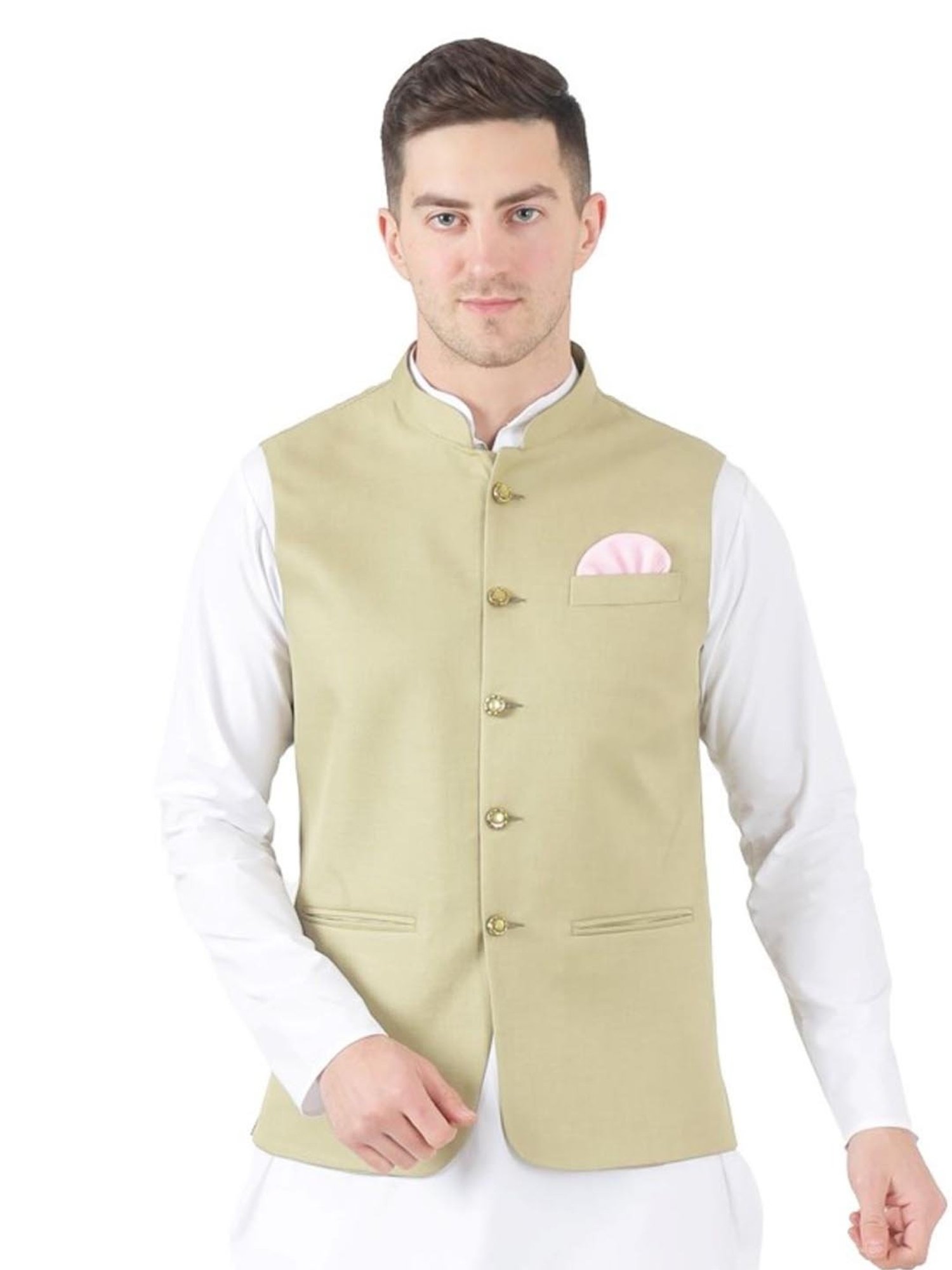 TAHVO Green  Slim Fit Nehru Jacket
