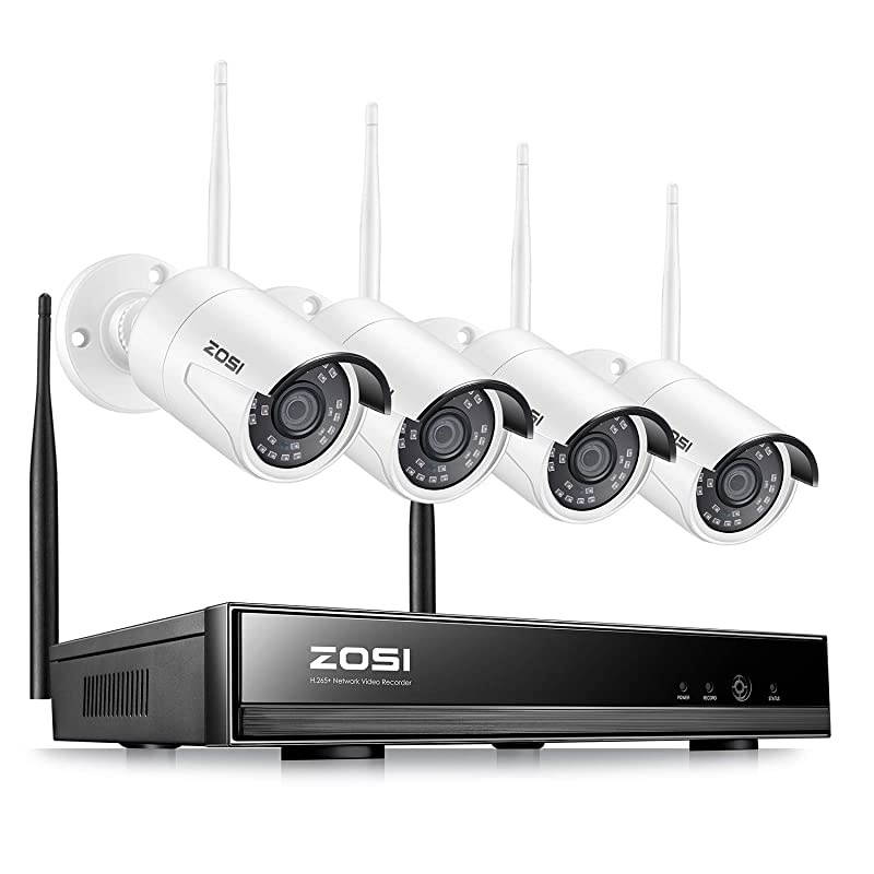 Wireless Security Cameras System H.265+ 8Channel 1080P Video Surveillance NVR and 4pcs HD 1080P 2.0MP Weatherproof WiFi IP Cameras with 65ft Night Vision,Motion Detection,No Hard Drive