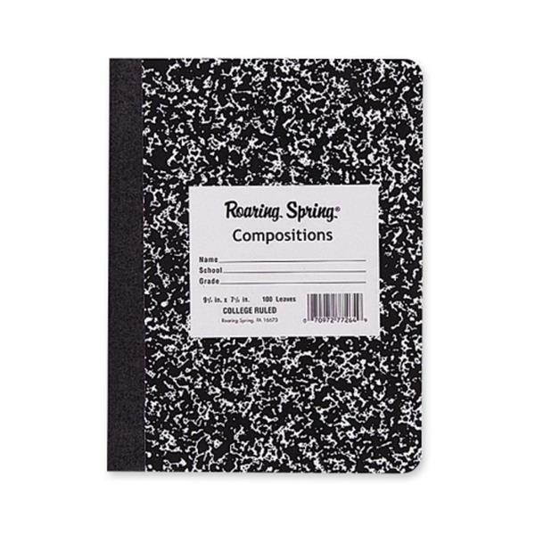 Roaring Spring Composition Book College Ruled 100 Sh 9-3/4"x7-1/2" BK Cvr 77264