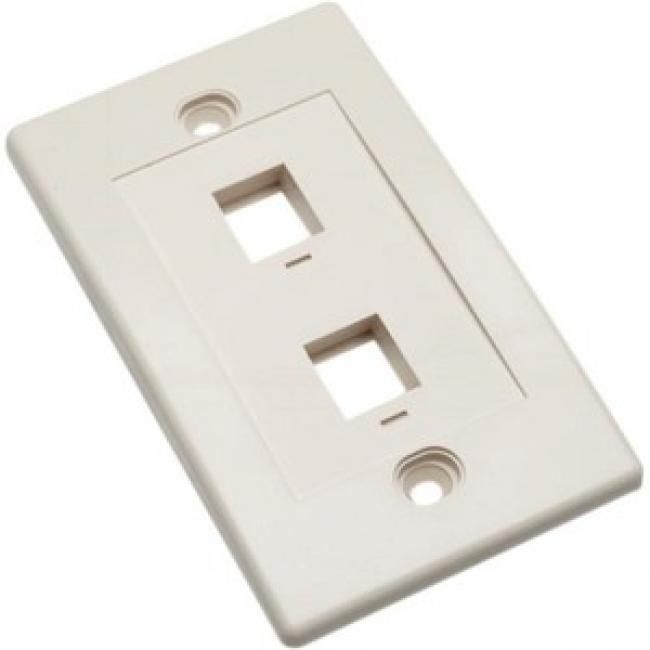 INTELLINET NETWORK SOLUTIONS 162838 Single-Gang Keystone Wall Plate, 2 Outlet ,Ivory