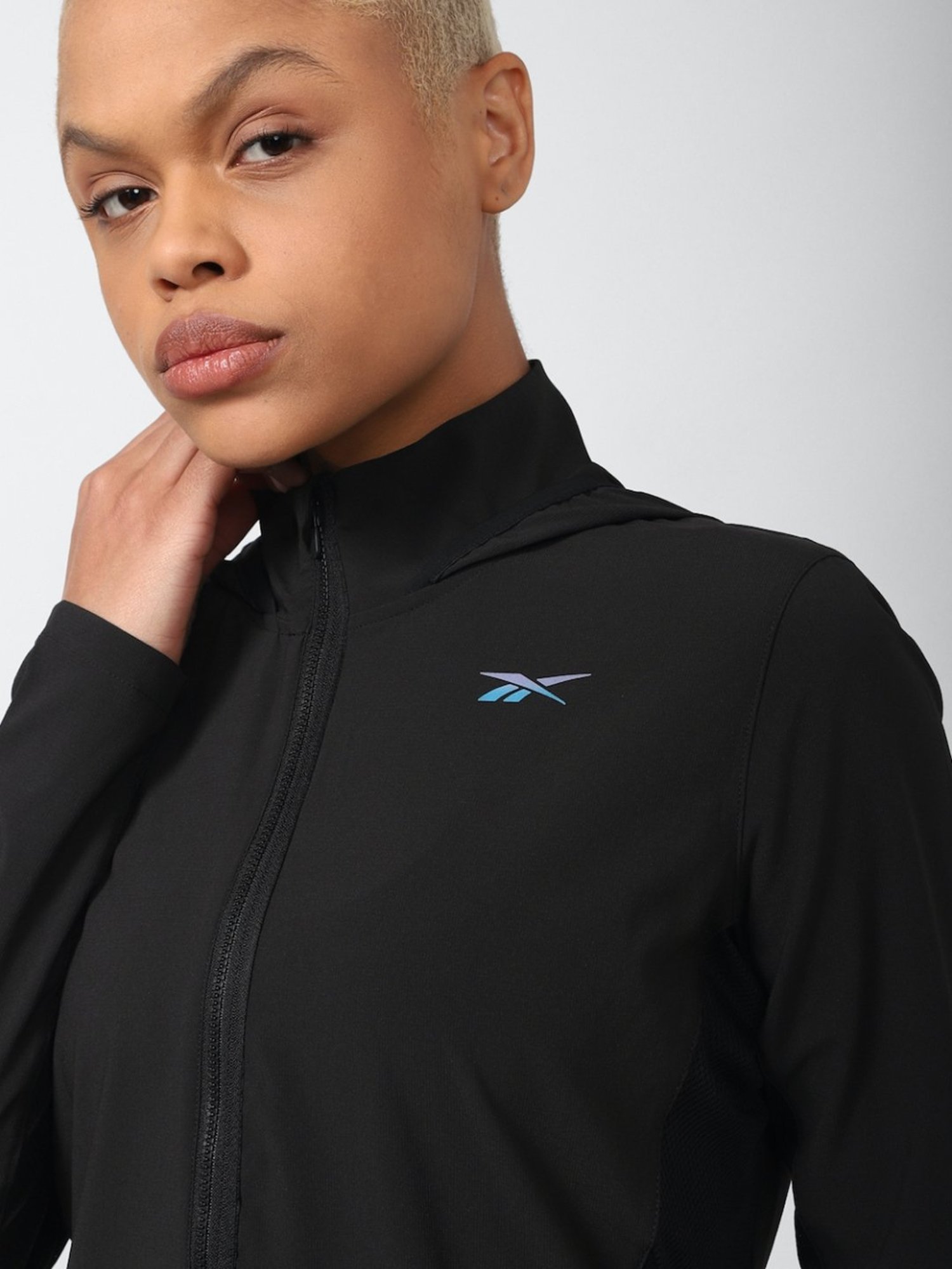 Reebok Coal Black Regular Fit Sports Jacket
