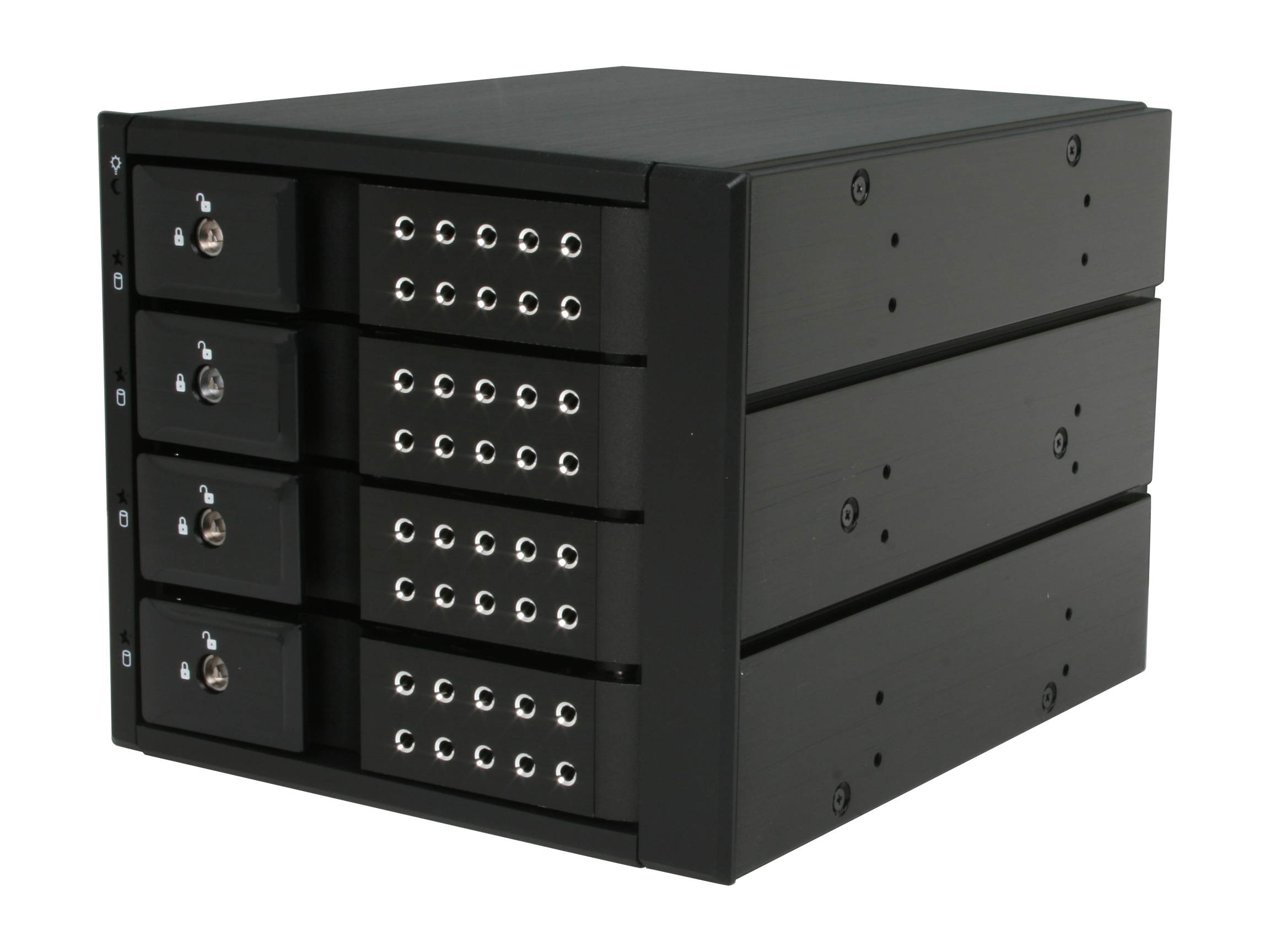 iStarUSA BPN-DE340SS-BLACK 3 x 5.25" to 4 x 3.5" SAS / SATA 6.0 Gb/s Trayless Hot-Swap Cage - Black Handle