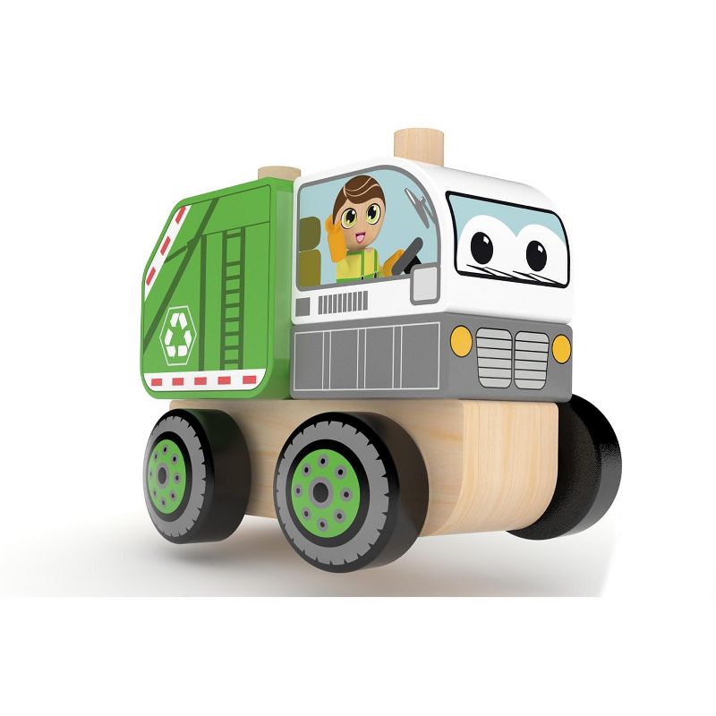 J&rsquo;adore Garbage Truck Wooden Stacking Toy