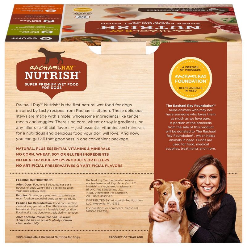 Rachael Ray Nutrish Super Premium Wet Dog Food Healthy Recipes Chicken, Beef & Lamb - 8oz/6ct Variety Pack