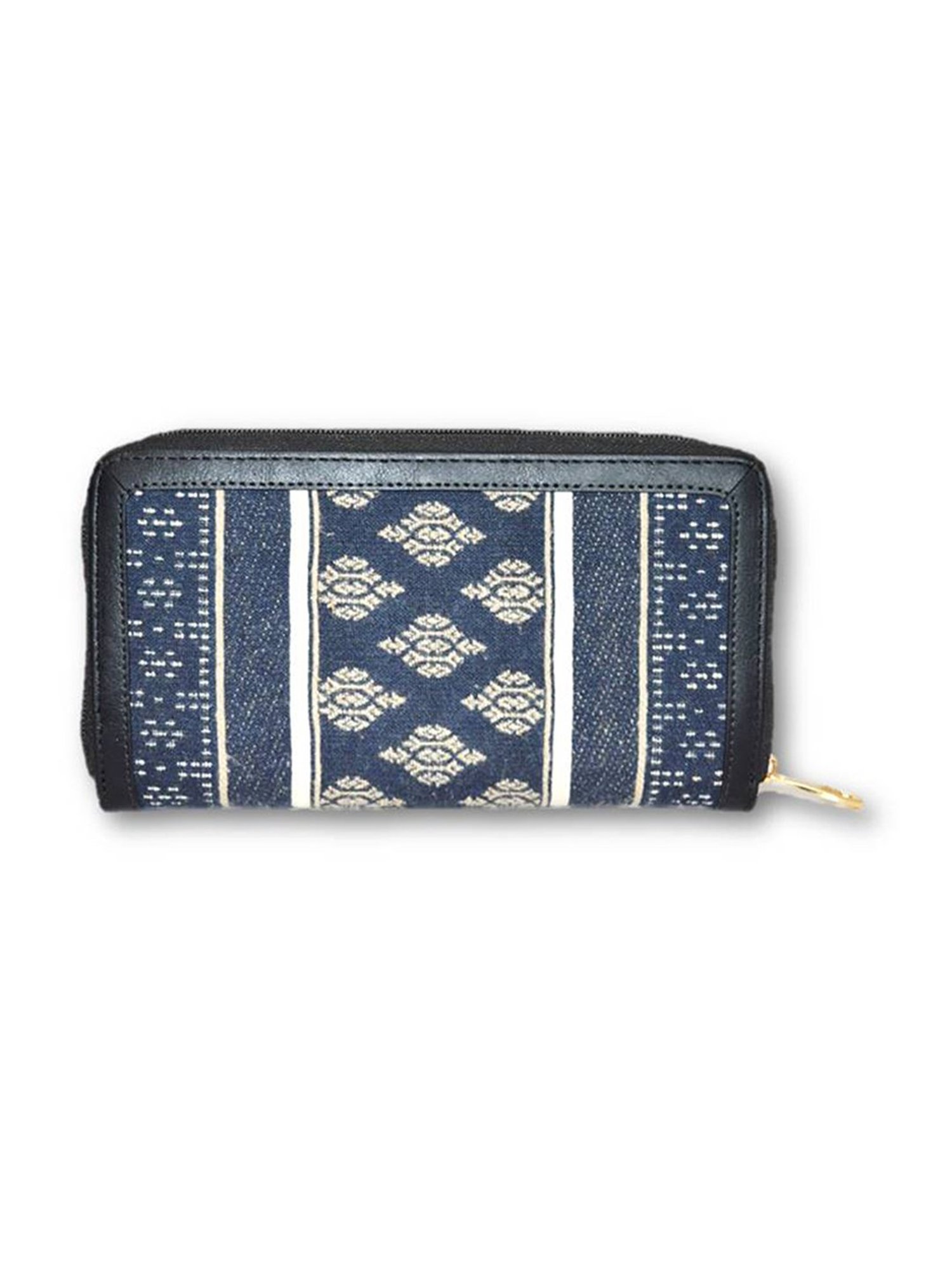 BELWABA Navy Blue Printed Zip Around Wallet for Women